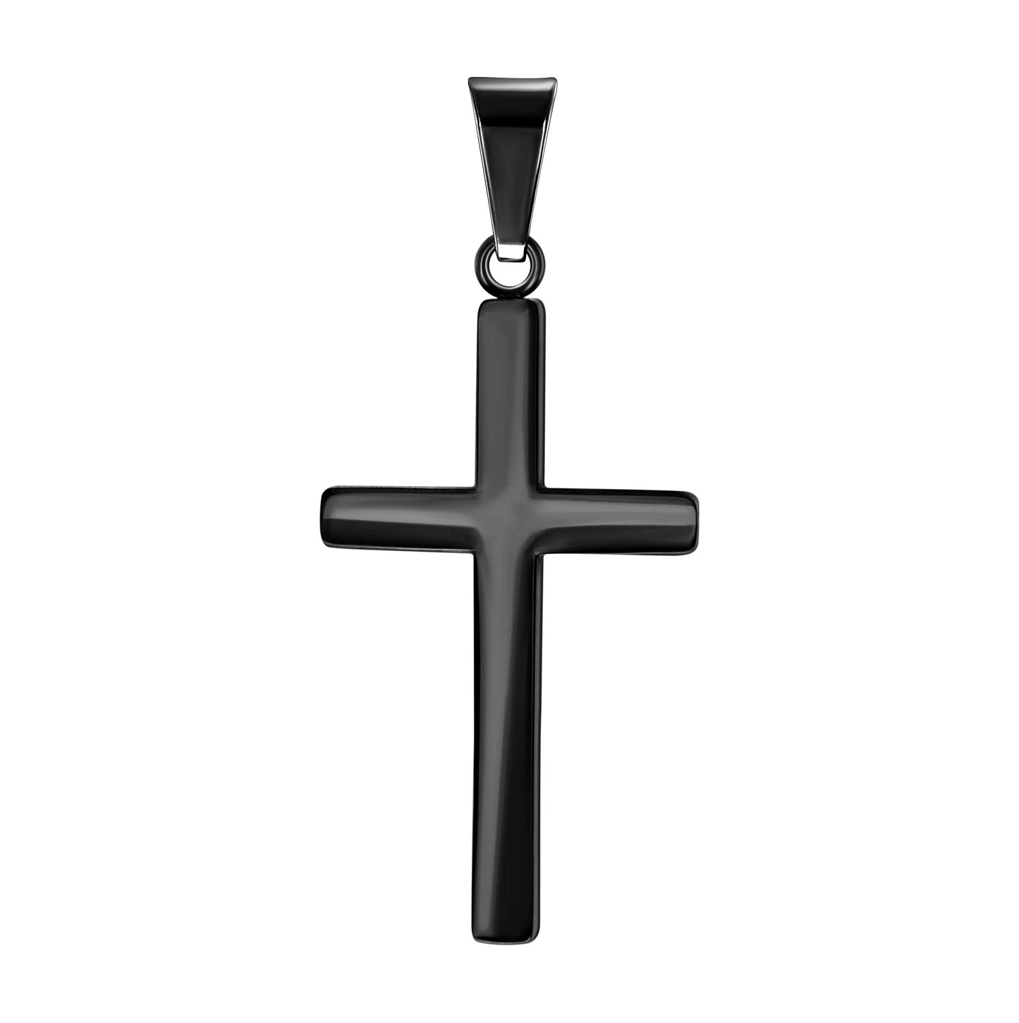 Stainless Steel Black-tone Mens Cross Religious Charm Pendant