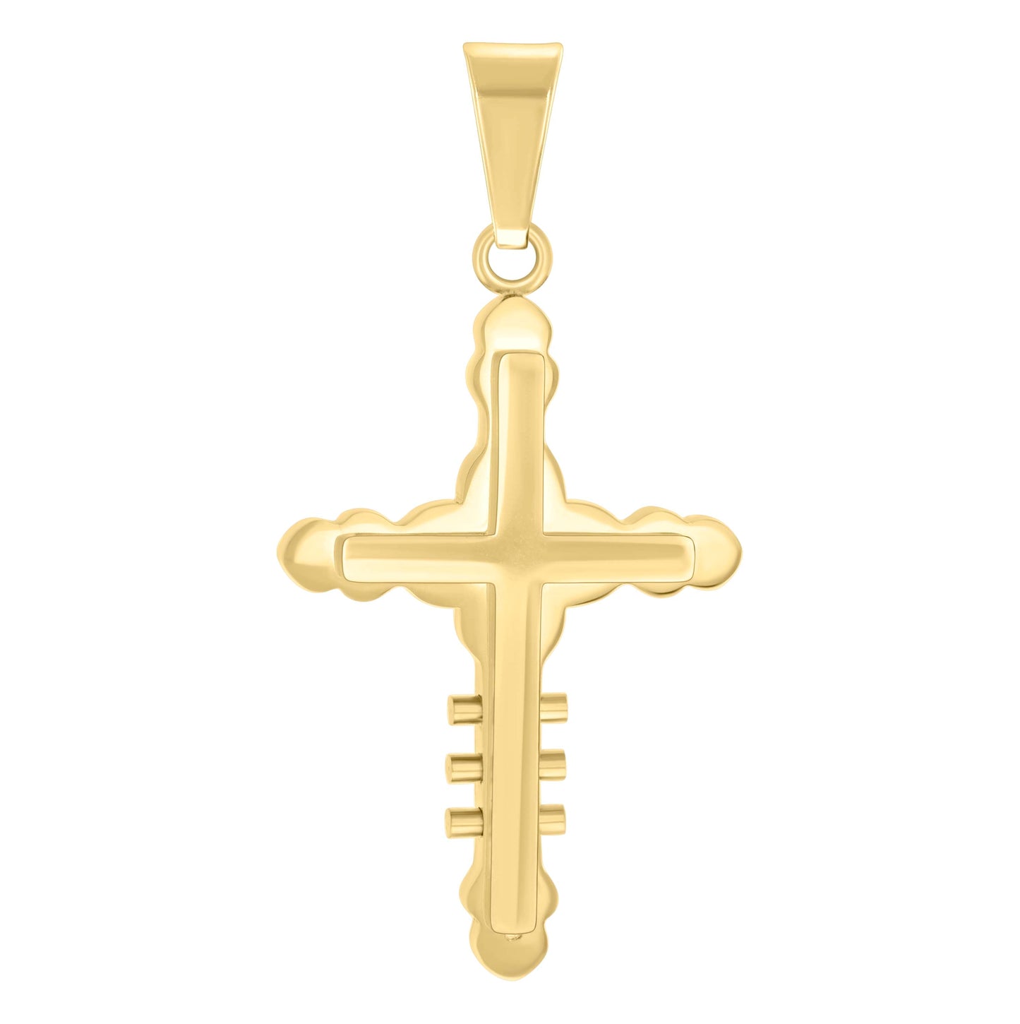 Stainless Steel Yellow-tone Mens Cross Religious Charm Pendant