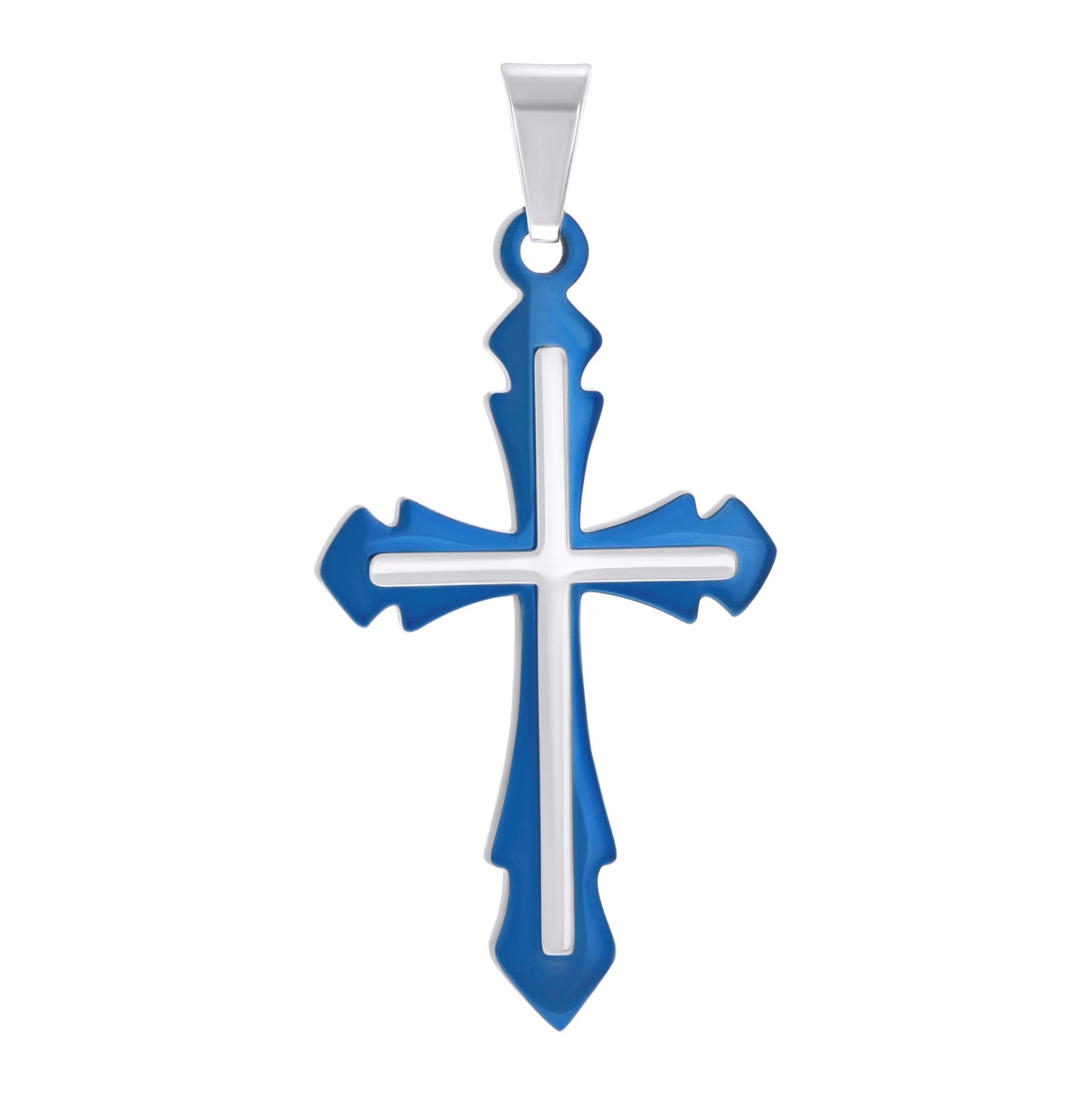 Stainless Steel Mens Cross Religious Charm Pendant