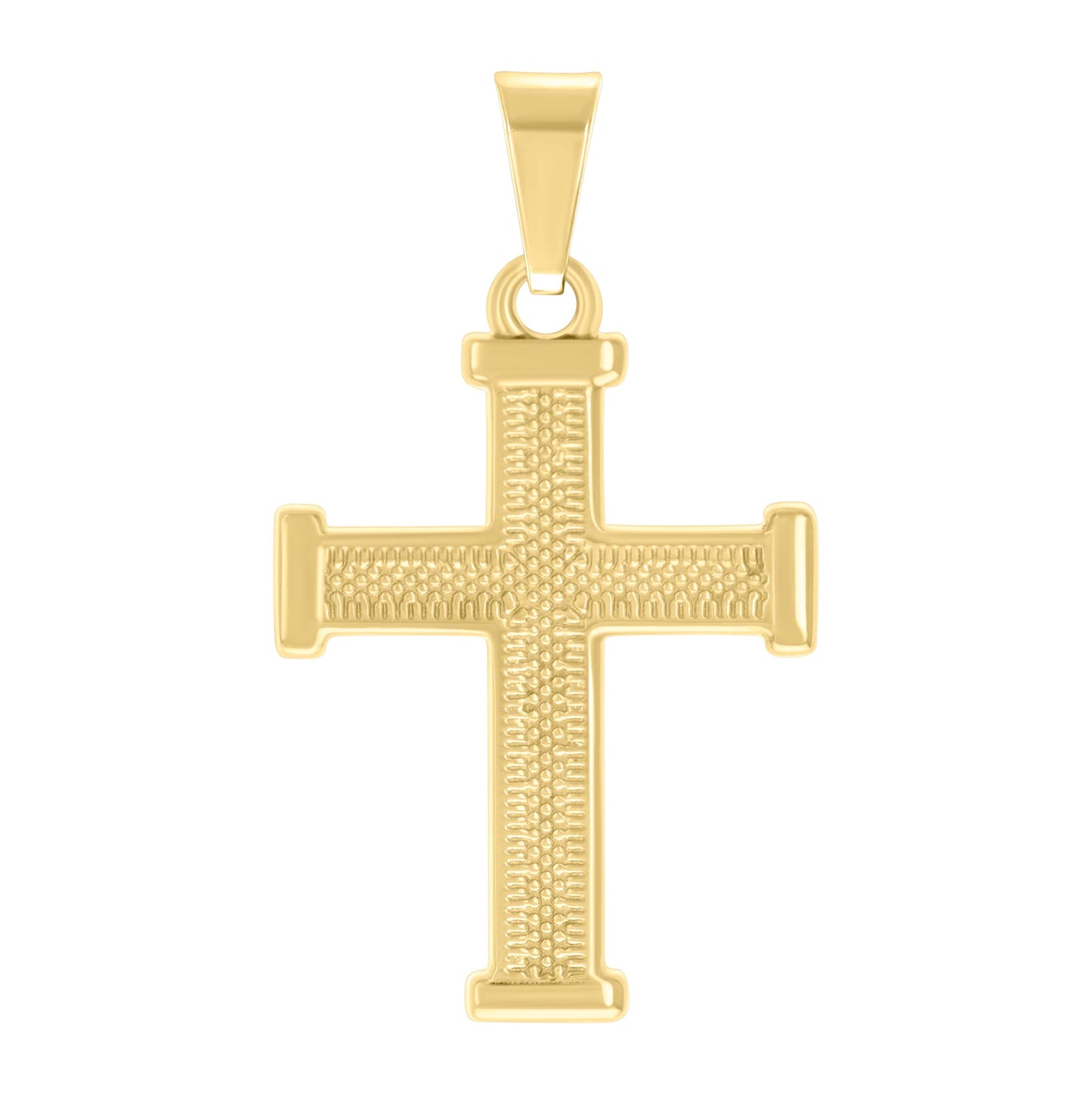 Stainless Steel Yellow-tone Mens Cross Religious Charm Pendant