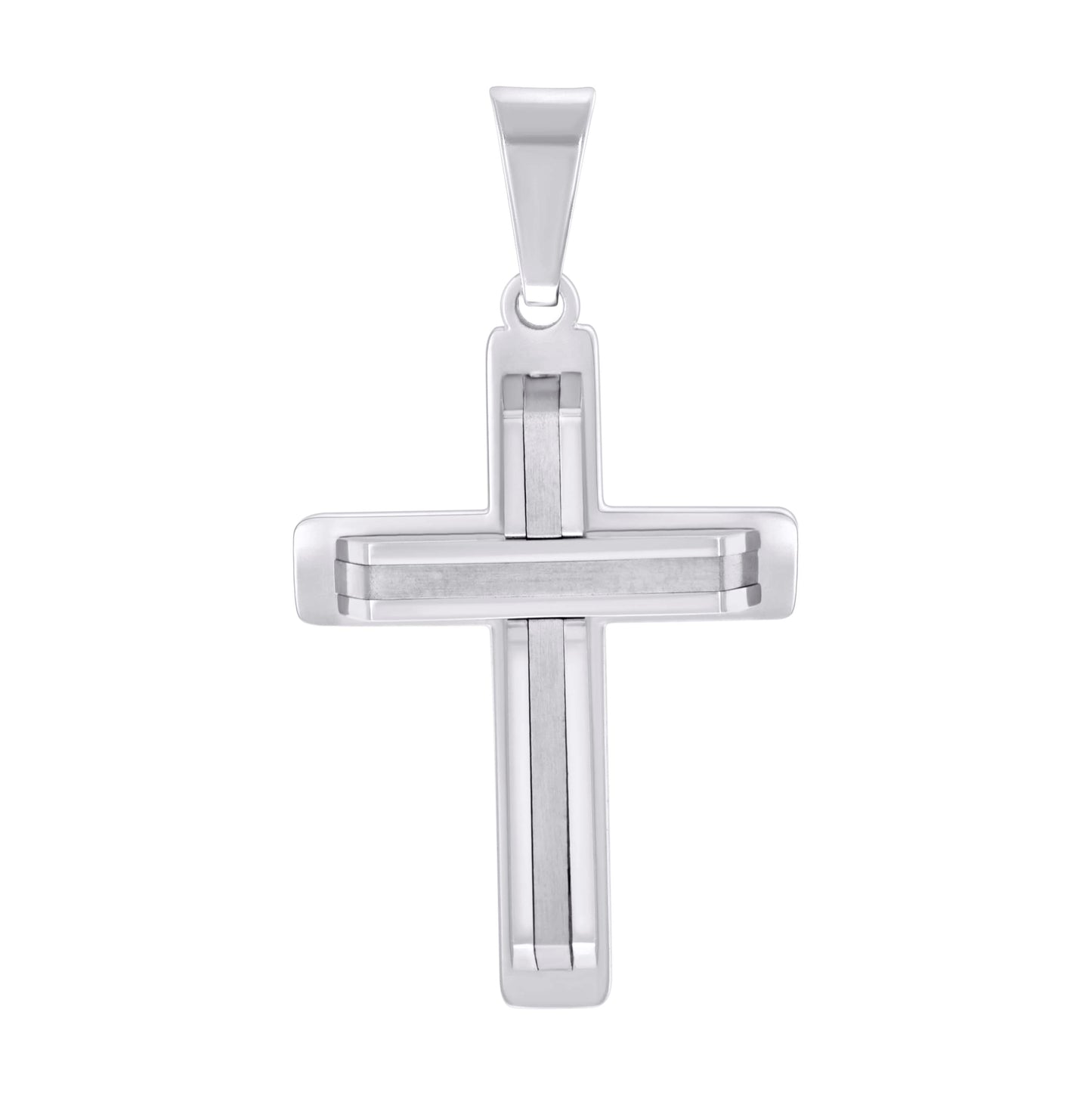 Stainless Steel Mens Cross Religious Charm Pendant
