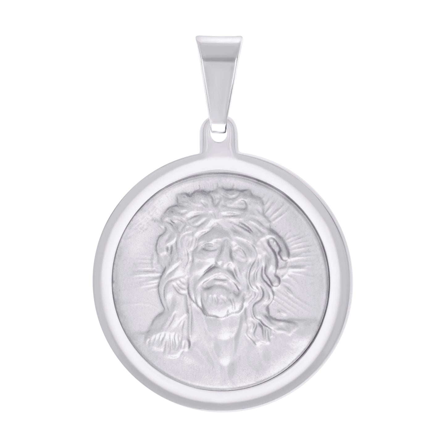 Stainless Steel Mens Medal Jesus Religious Charm Pendant