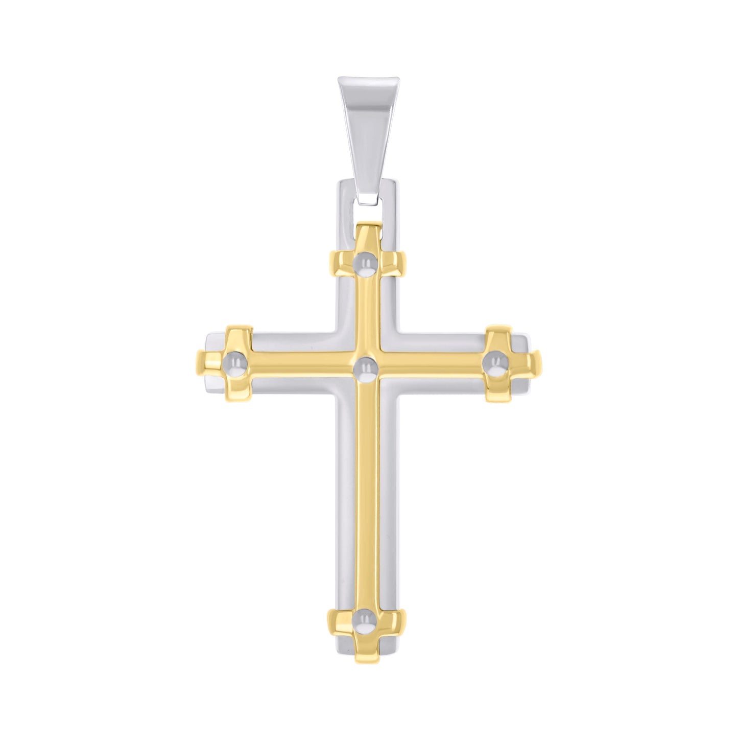 Stainless Steel Black-tone Or Yellow Tone Mens Cross Religious Charm Pendant