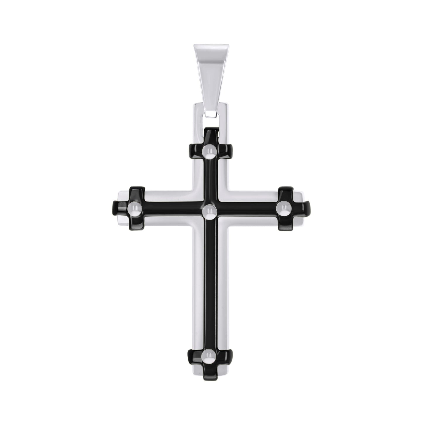 Stainless Steel Black-tone Or Yellow Tone Mens Cross Religious Charm Pendant