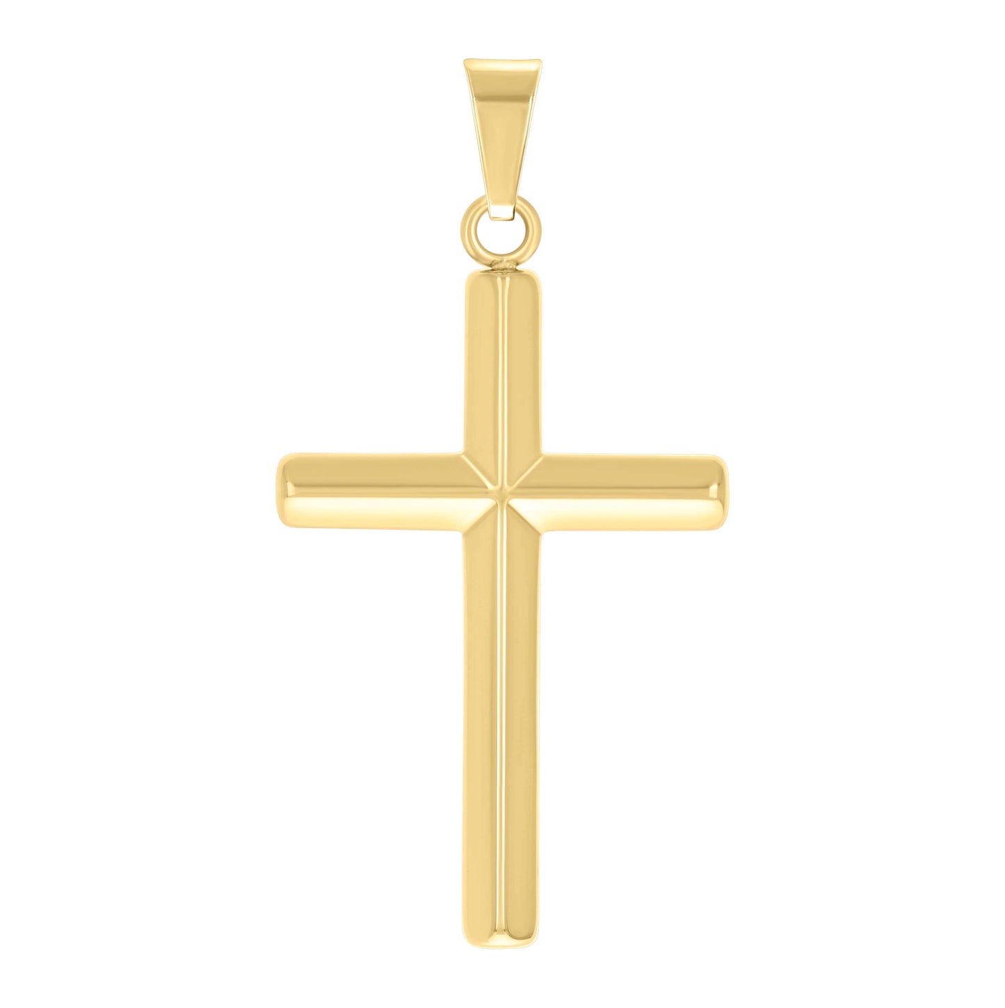 Stainless Steel Yellow-tone Mens Cross Religious Charm Pendant