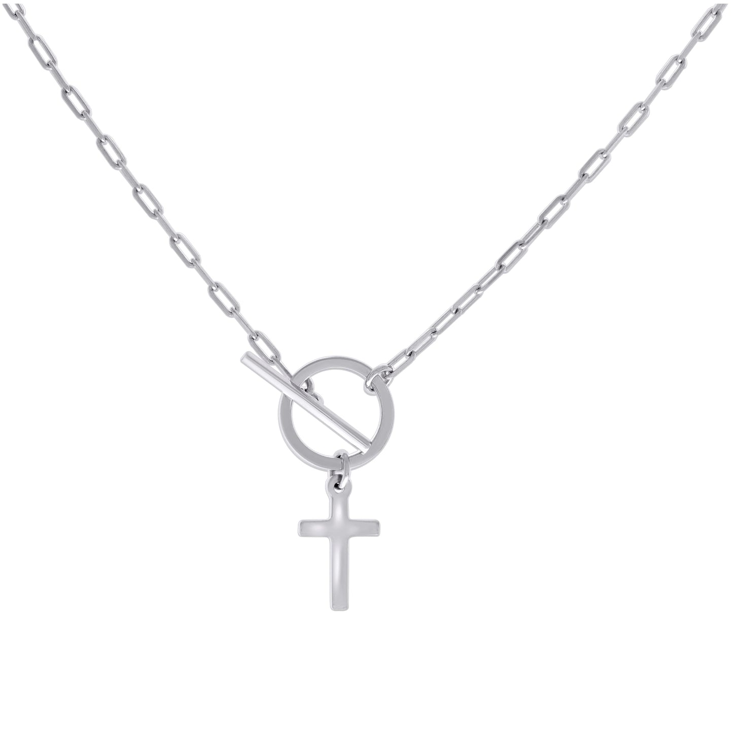 Sterling Silver Womens Cross Religious Charm Necklace Size 16 Inches
