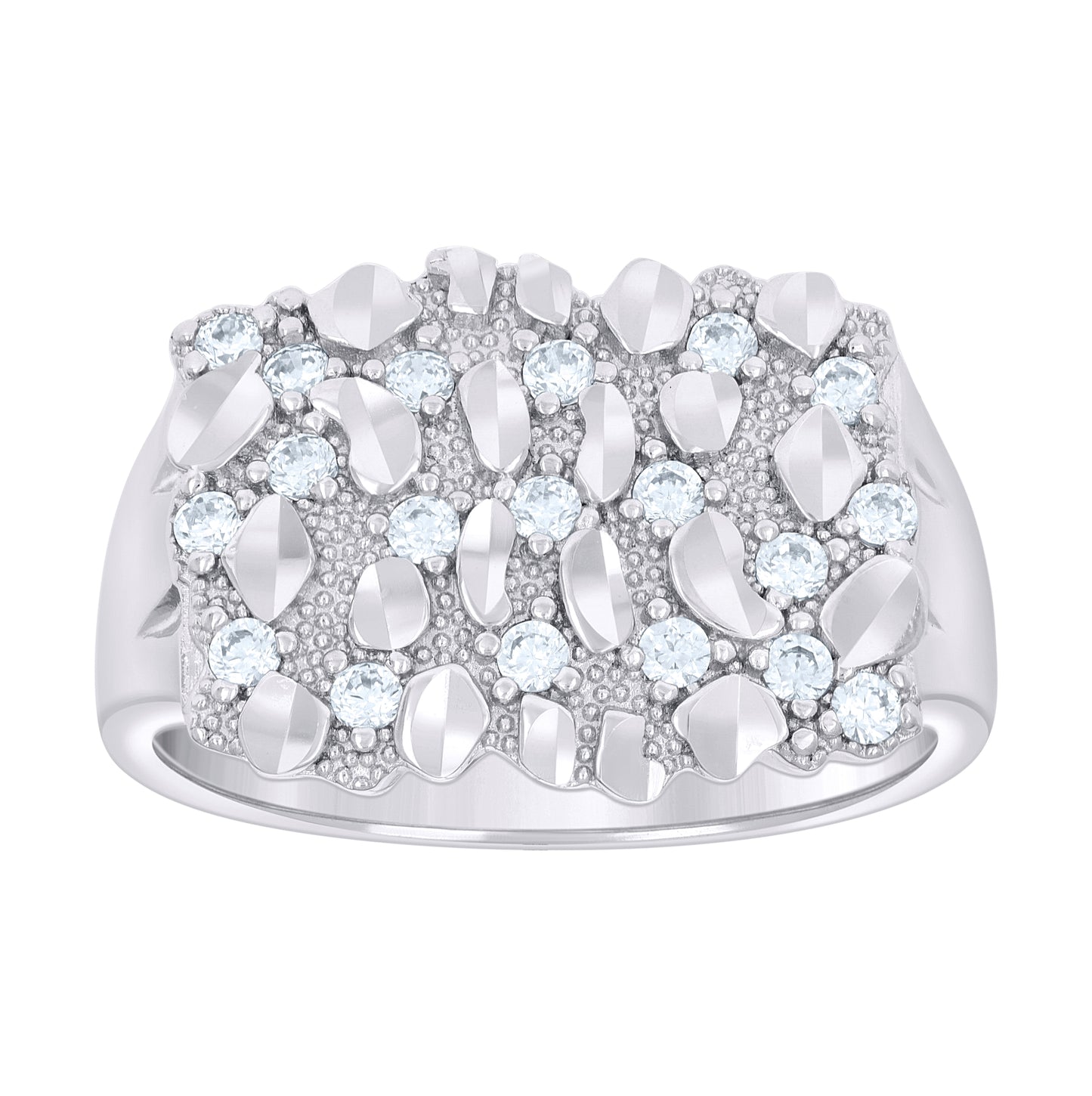 Sterling Silver Men's Cubic-Zirconia Nugget Fashion Bridal Anniversary Wedding Engagement Band Ring