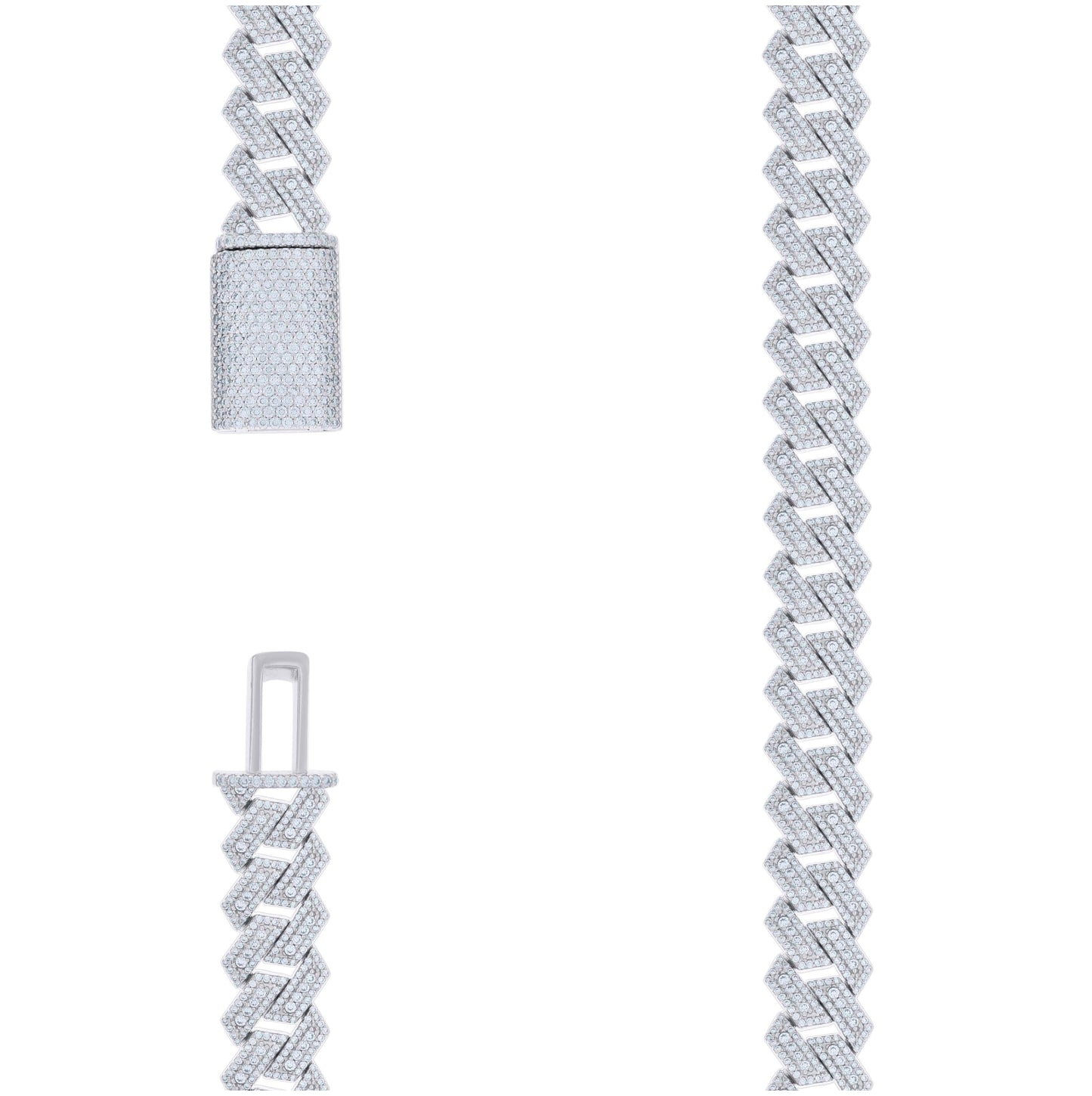 Sterling Silver Moissanite Miami Cuban Chain