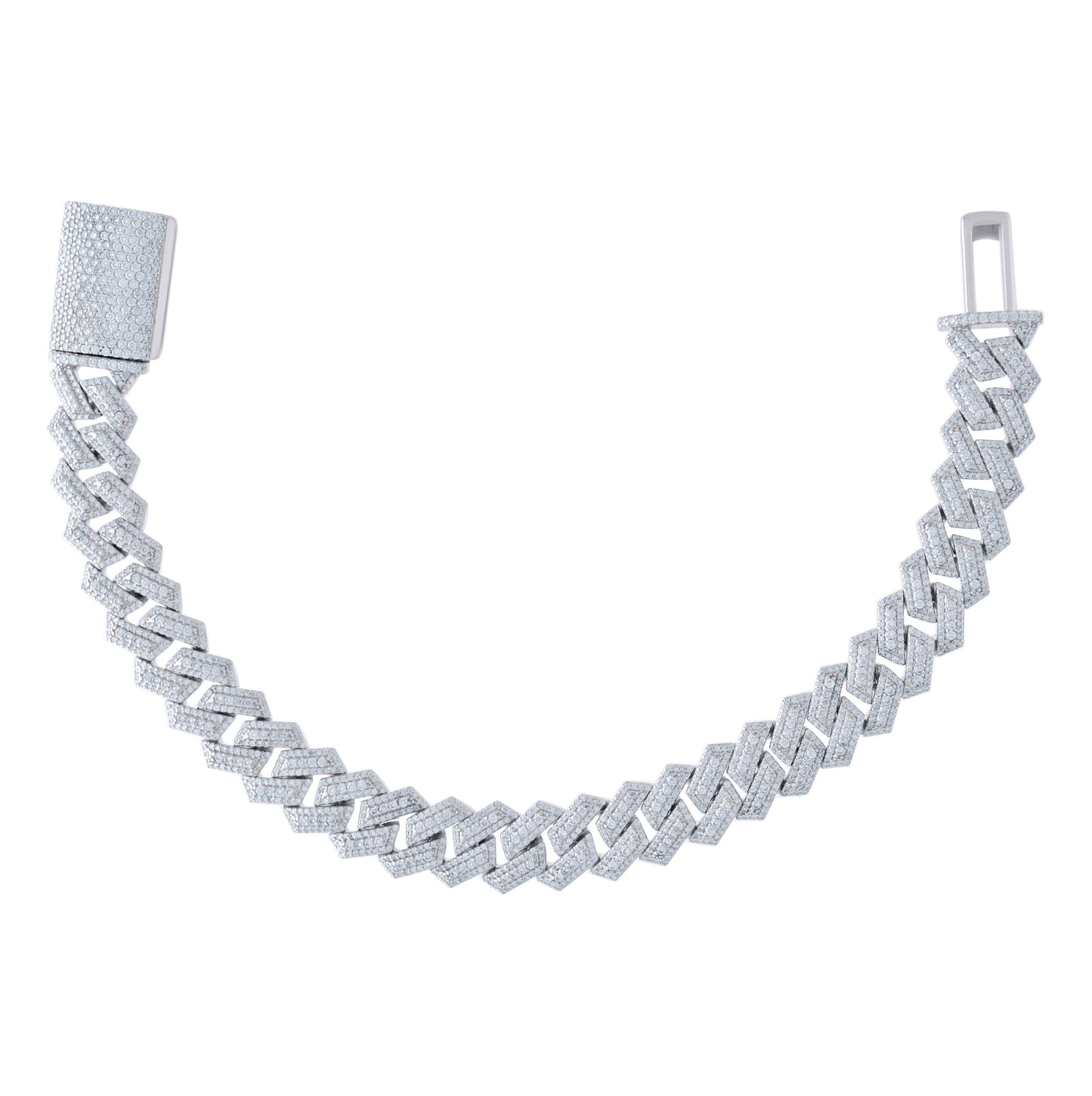 Sterling Silver Moissanite Miami Cuban Chain