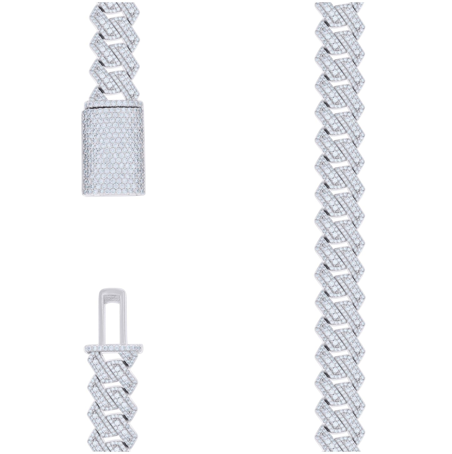 Sterling Silver Moissanite Miami Cuban Chain