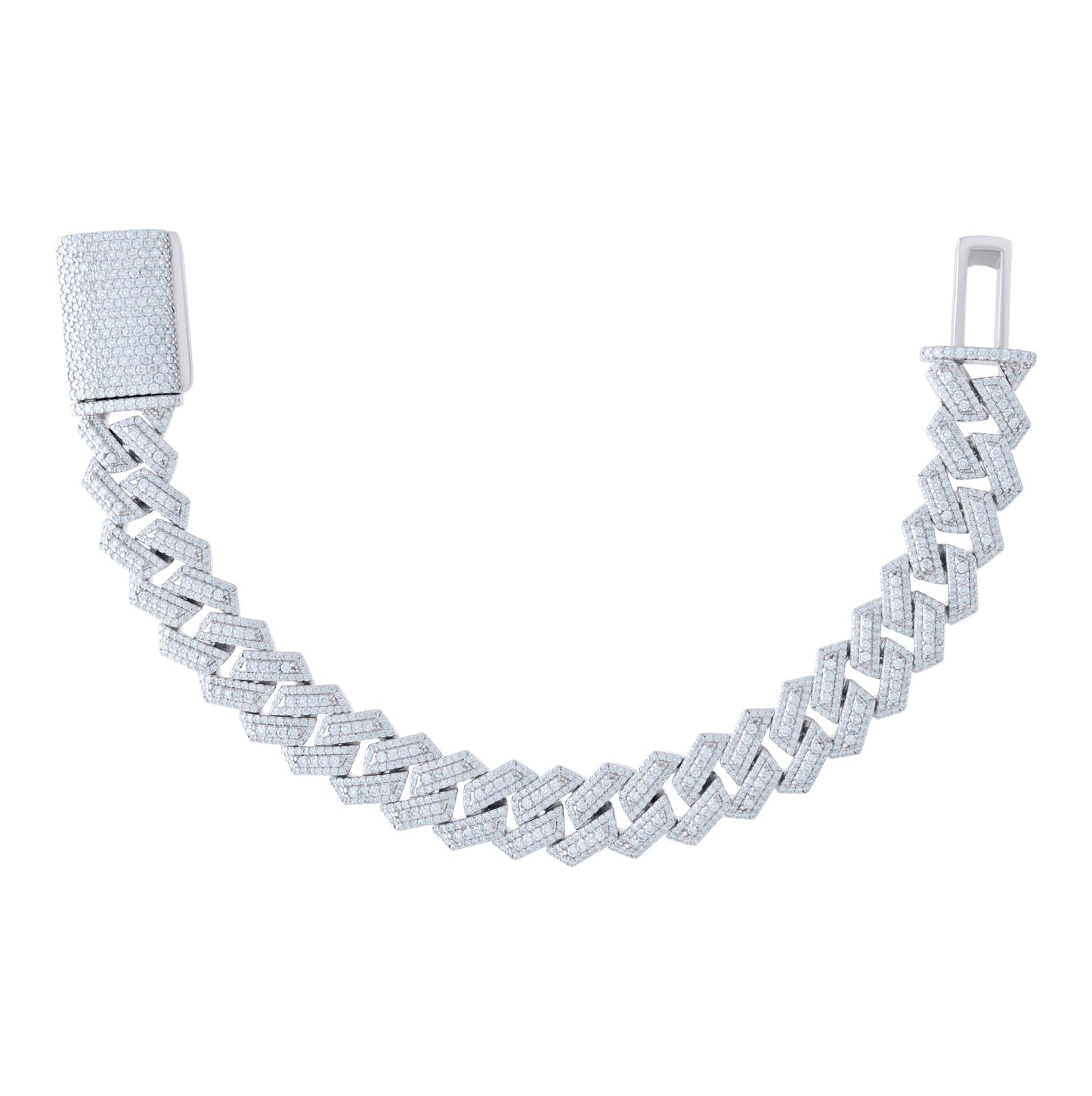 Sterling Silver Moissanite Miami Cuban Chain