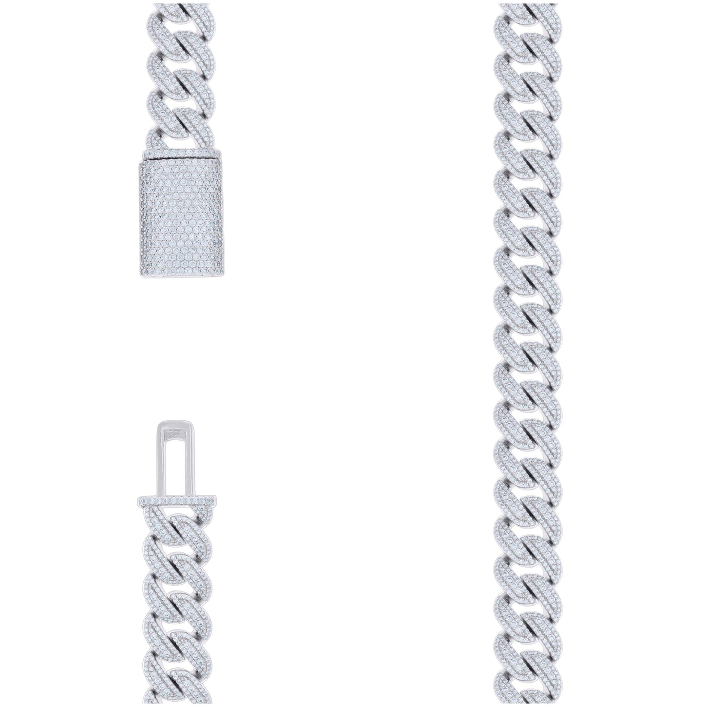 Sterling Silver Moissanite Miami Cuban Chain