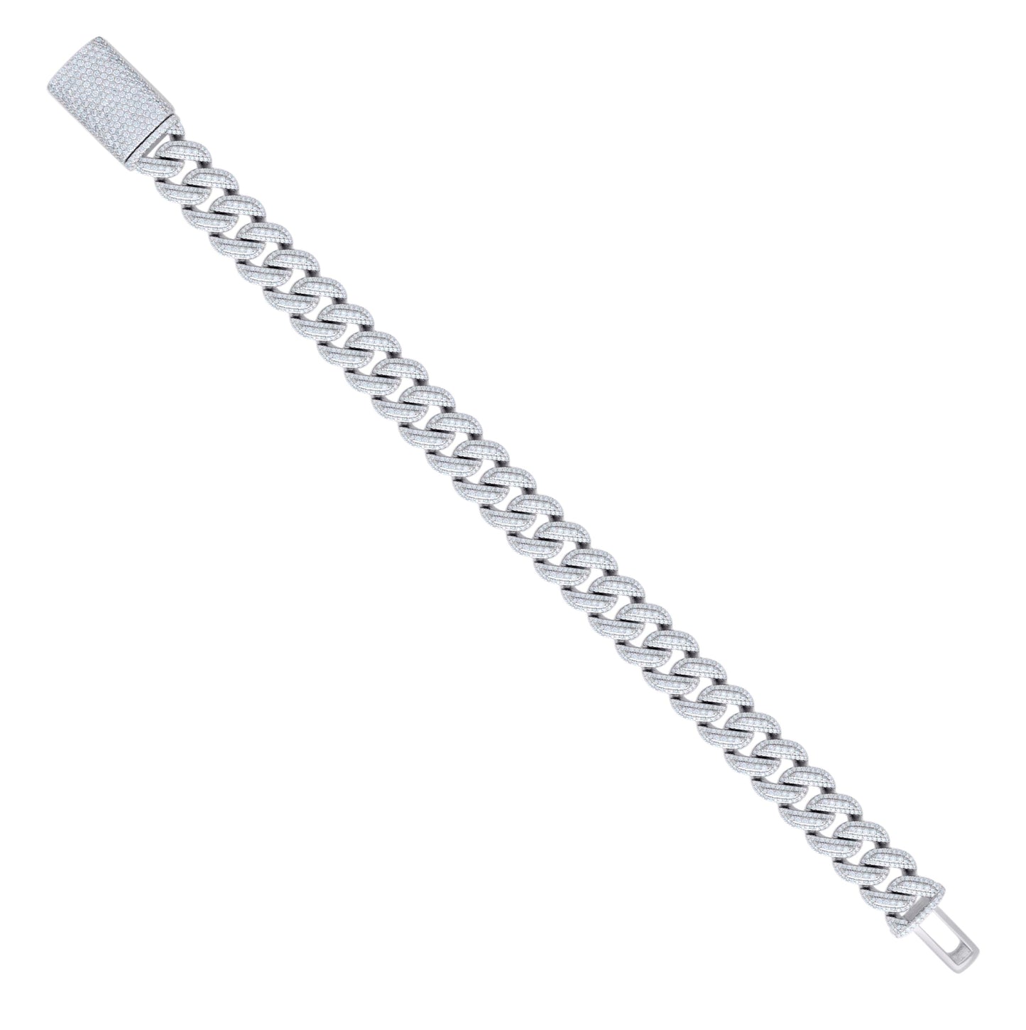 Sterling Silver Moissanite Miami Cuban Chain
