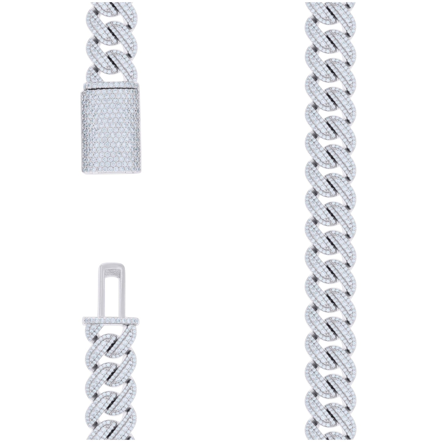 Sterling Silver Moissanite Miami Cuban Chain