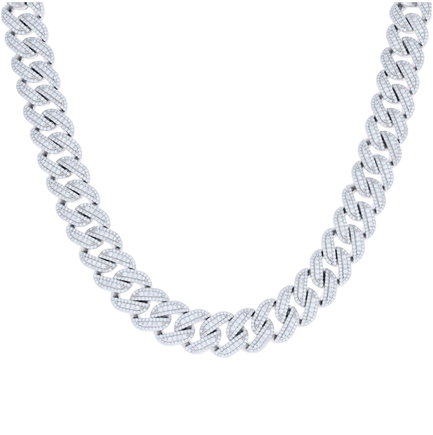 Sterling Silver Moissanite Miami Cuban Chain