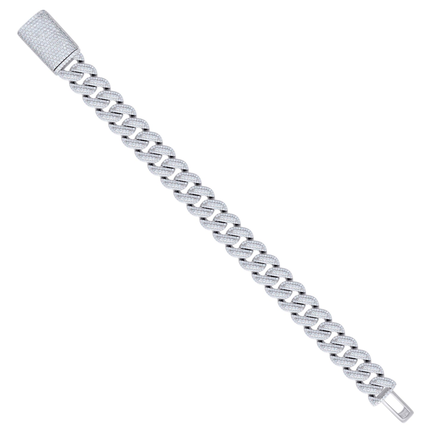Sterling Silver Moissanite Miami Cuban Chain