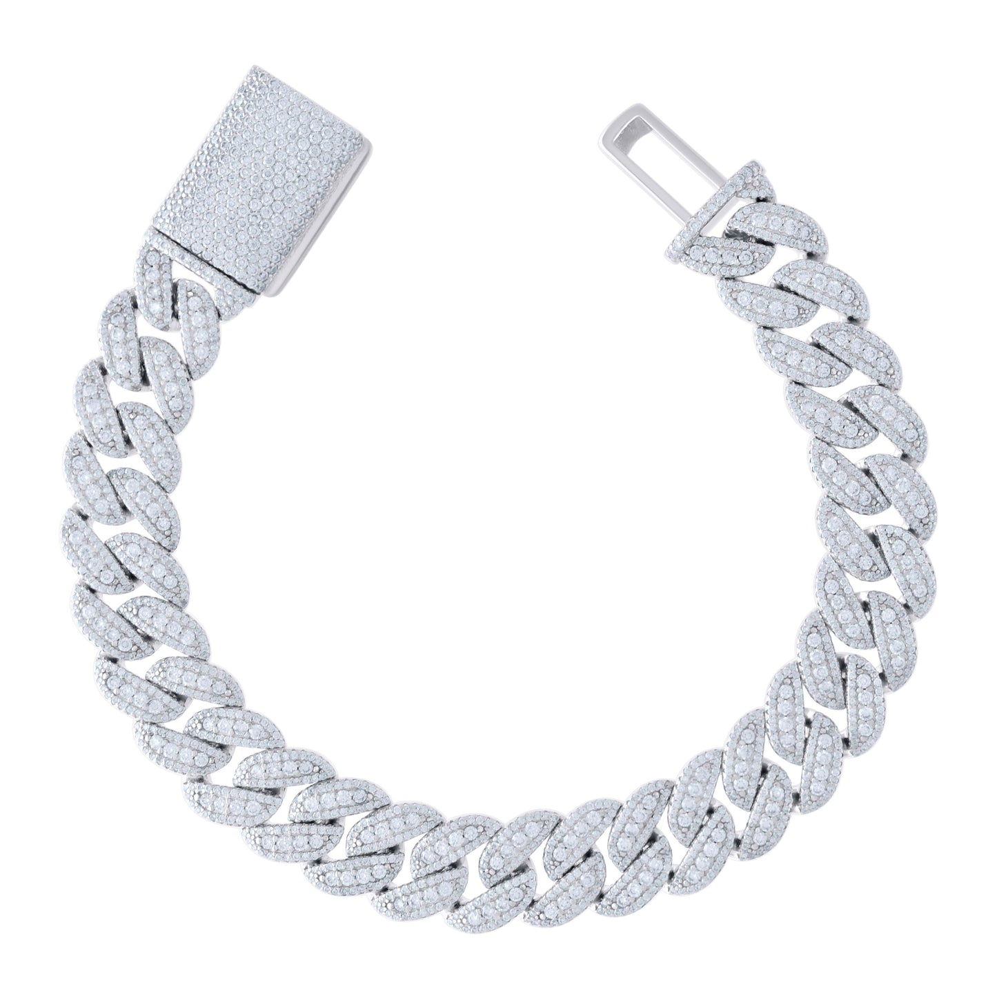 Sterling Silver Moissanite Miami Cuban Chain