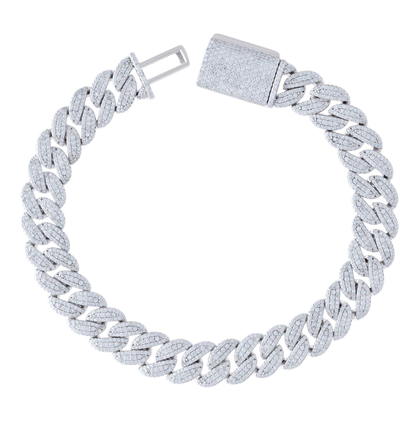 Sterling Silver Moissanite Miami Cuban Chain