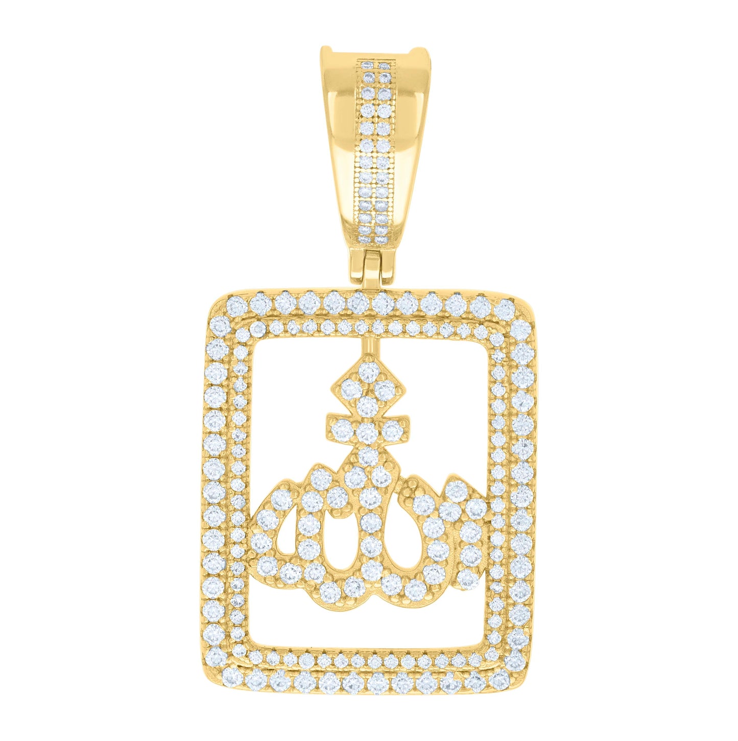 Sterling Silver Mens 1.58ct Moissanite ALLAH Symbol Religious Charm Pendant