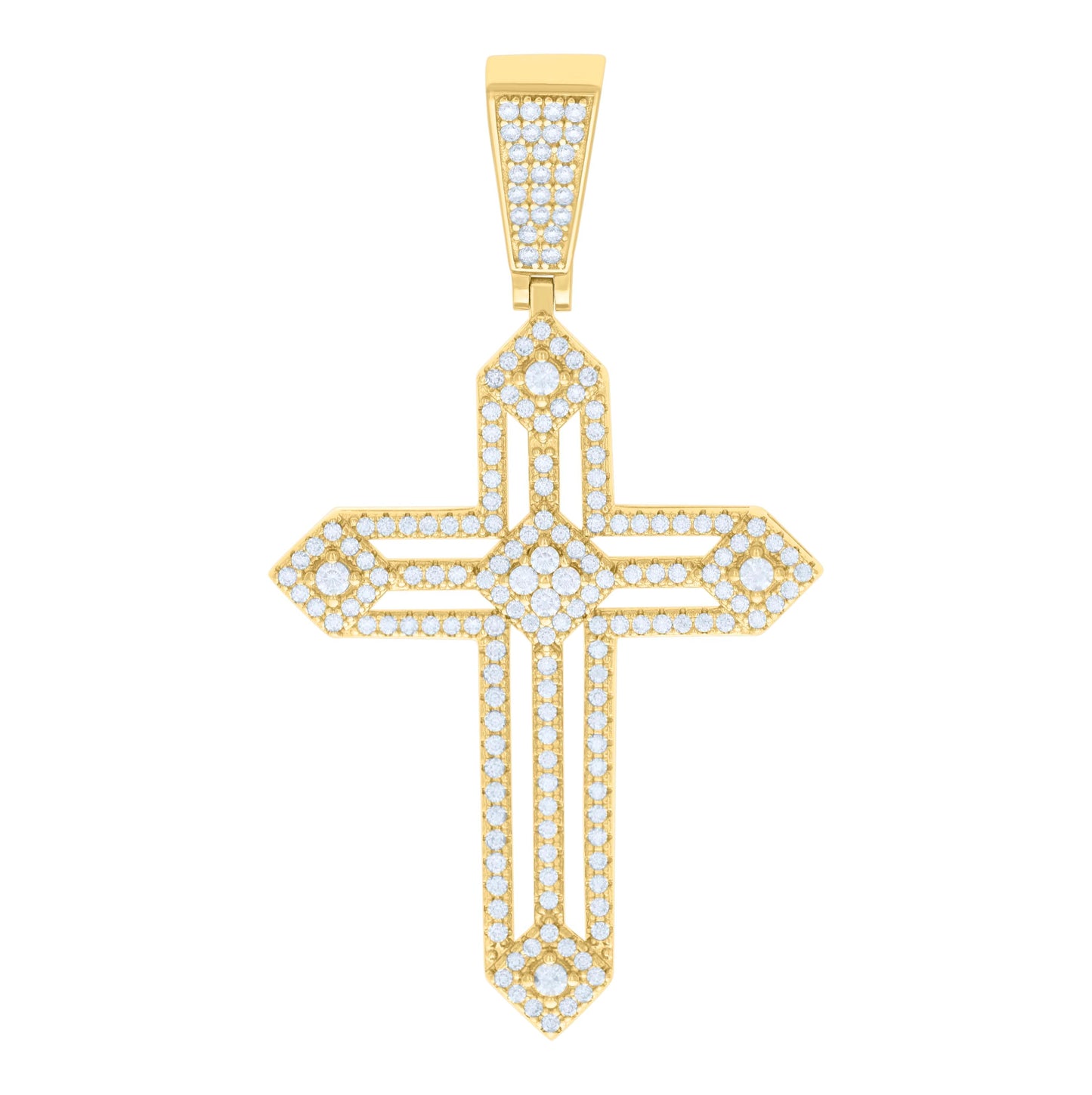Sterling Silver Mens 1.51ct Moissanite Cross Religious Charm Pendant