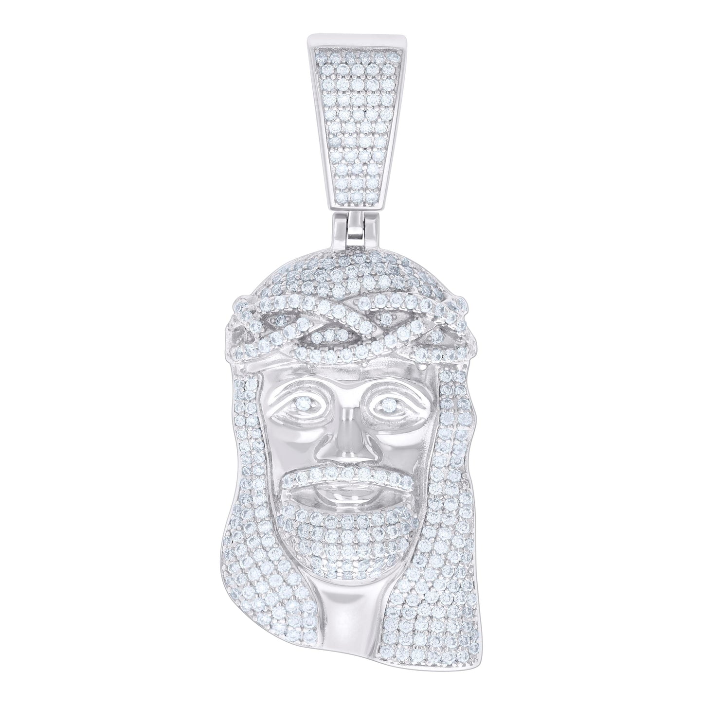 Sterling Silver Mens 2.61 Cttw Moissanite Jesus Religious Charm Pendant