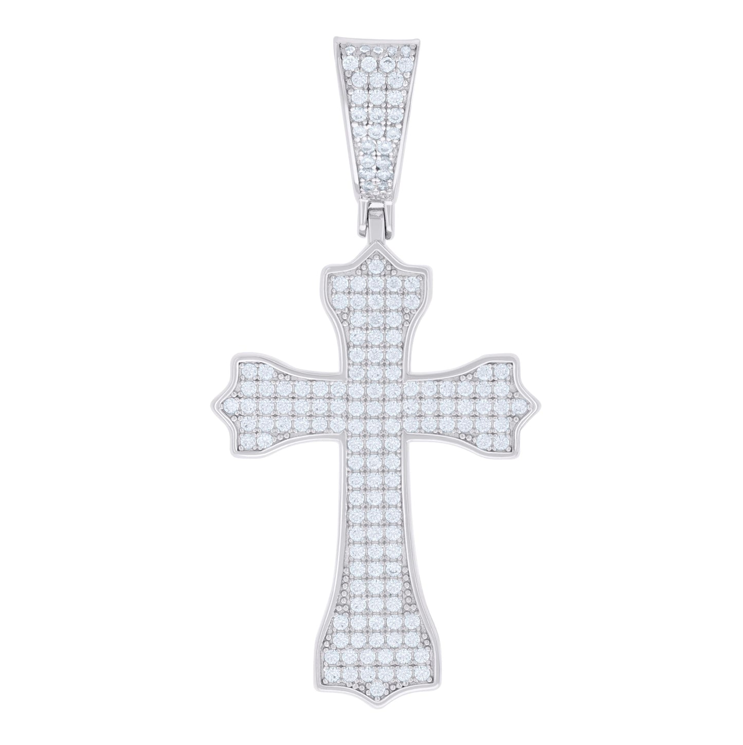 Sterling Silver Mens 1.31ct Moissanite Cross Religious Charm Pendant