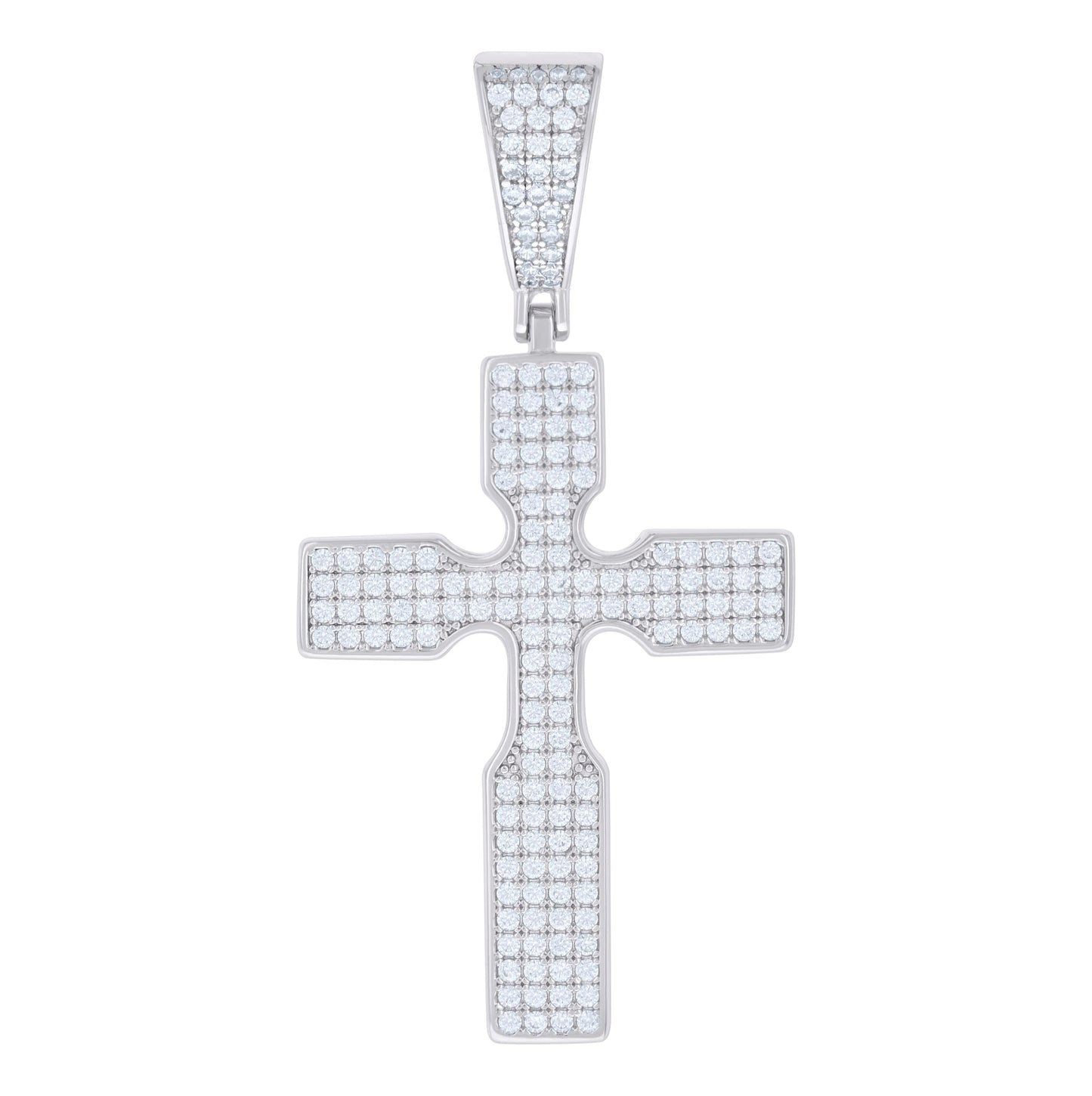 Sterling Silver Mens 1.34 Cttw Moissanite Cross Religious Charm Pendant