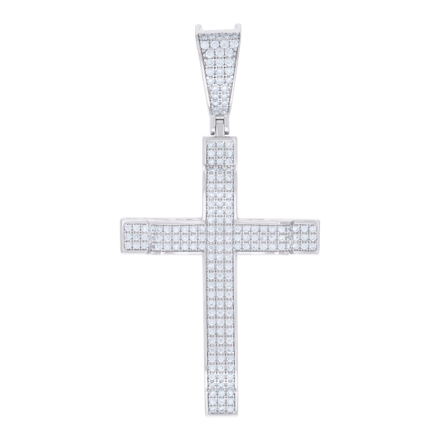 Sterling Silver Mens 1.03ct Moissanite Cross Religious Charm Pendant