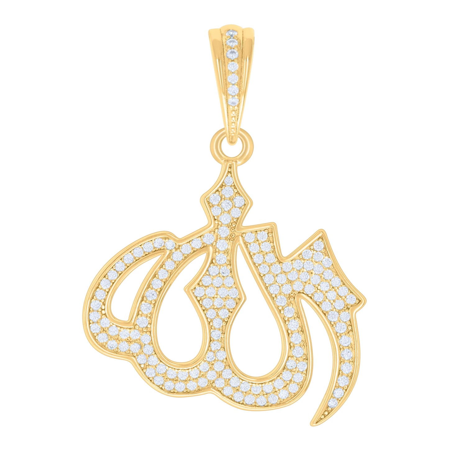 Sterling Silver Mens 0.82ct Moissanite ALLAH Symbol Religious Charm Pendant