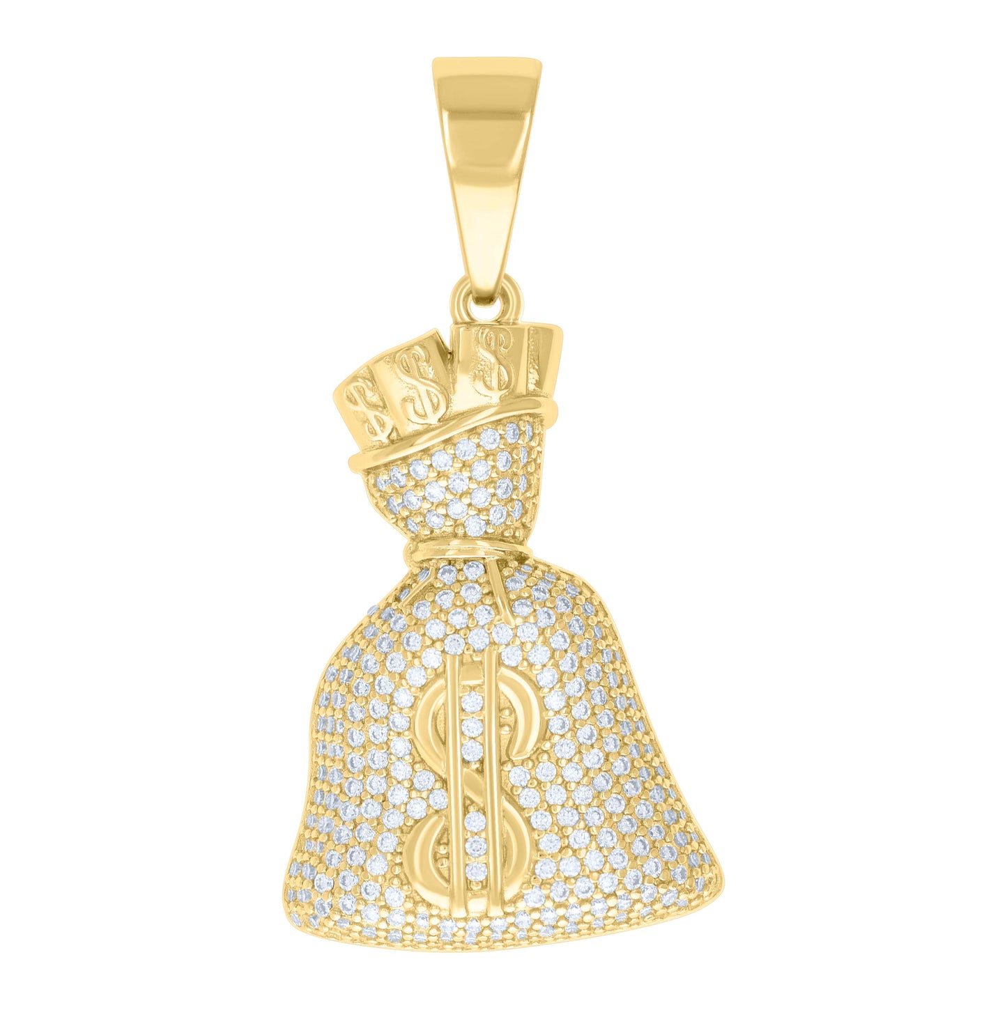 Sterling Silver Mens 1.68ct Moissanite Money Bag Currency Fashion Charm Pendant