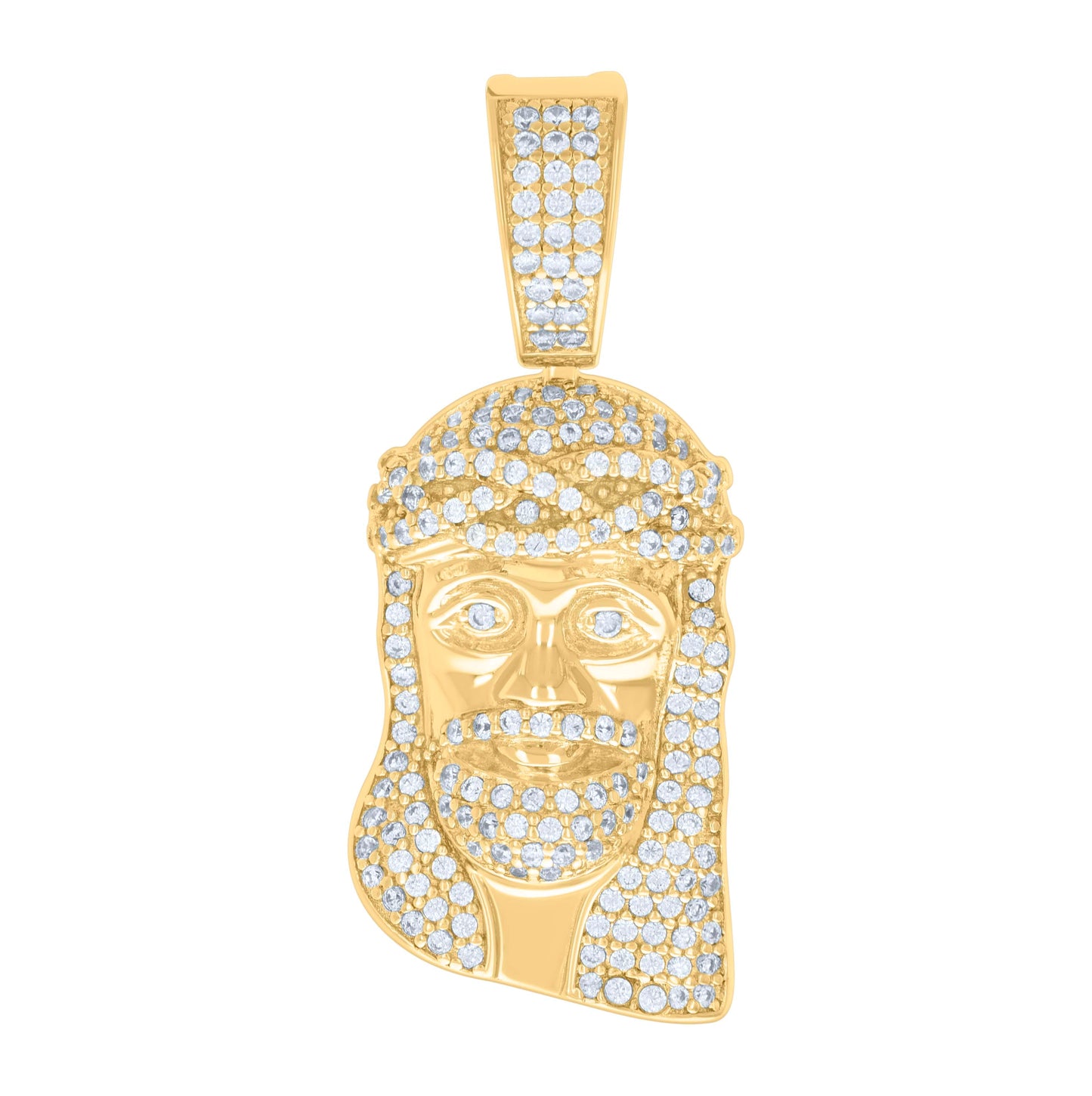 Sterling Silver Mens 0.77ct Moissanite Jesus Religious Charm Pendant