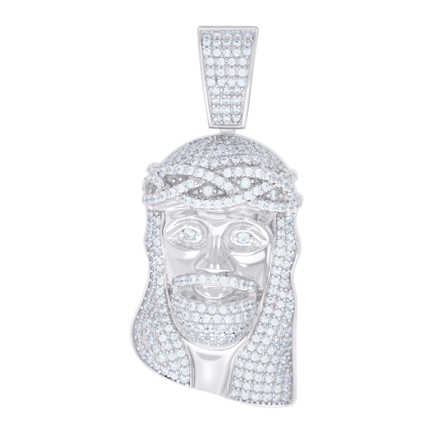 Sterling Silver Mens 1.52ct Moissanite Jesus Religious Charm Pendant