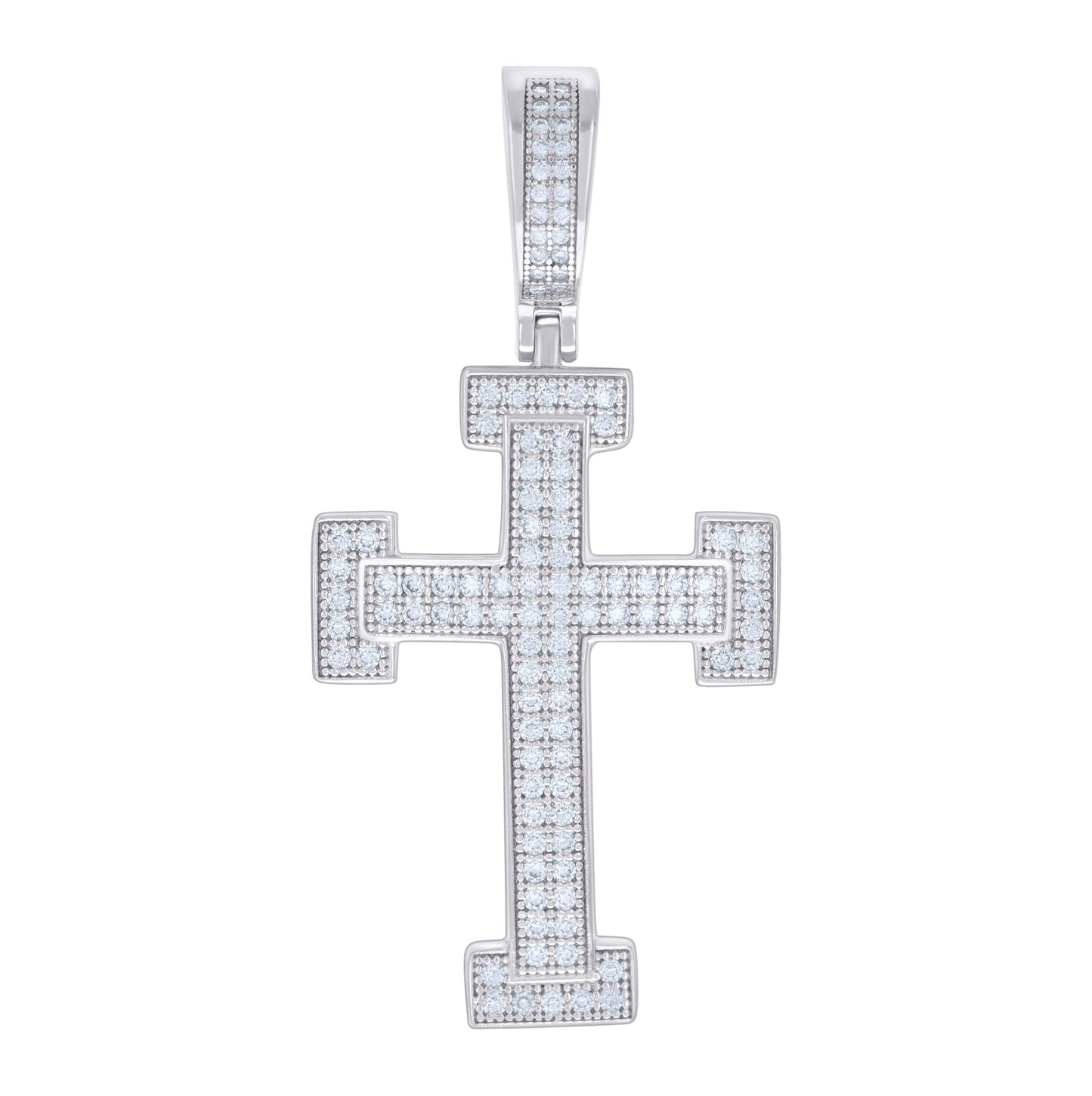 Sterling Silver Men Moissanite Cross Religious Charm Pendant