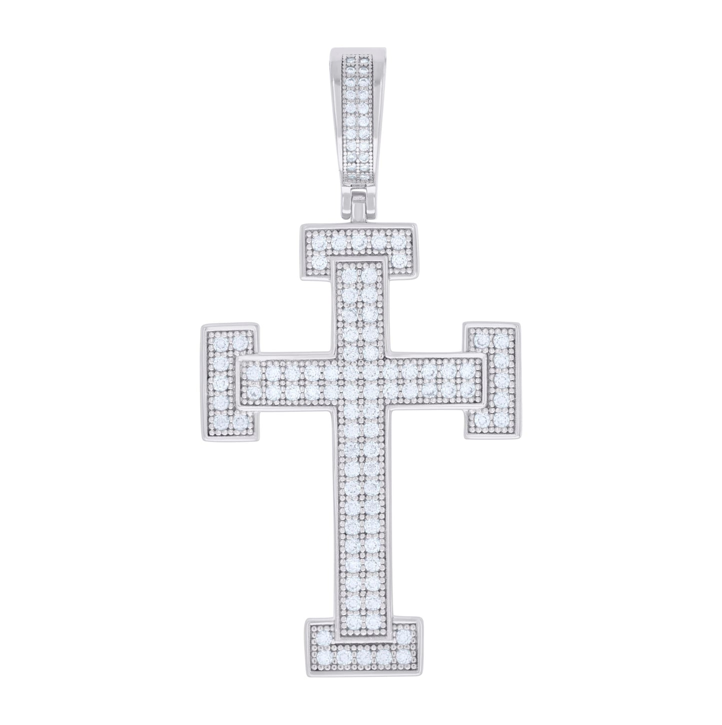 Sterling Silver Men Moissanite Cross Religious Charm Pendant