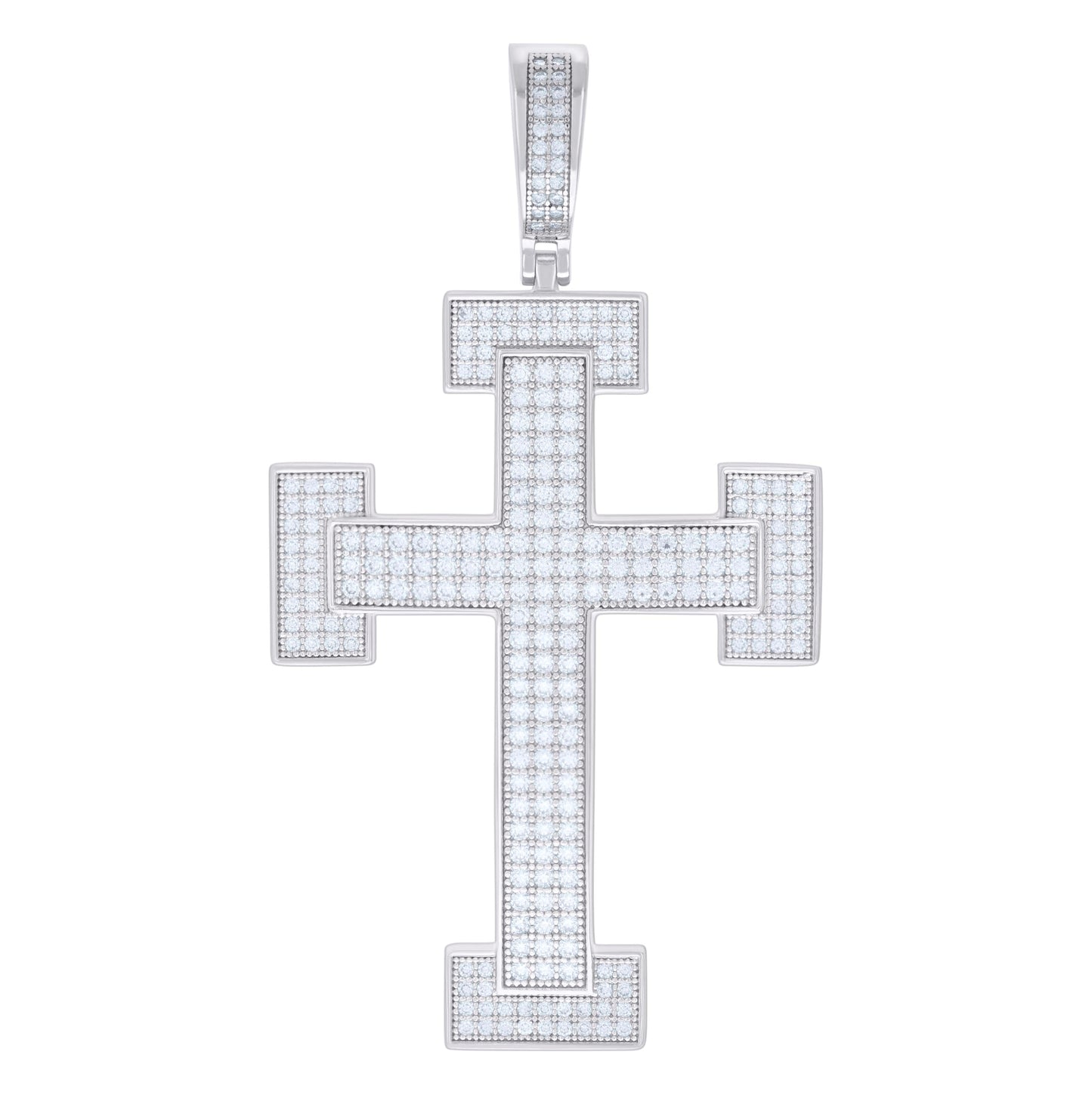 Sterling Silver Men Moissanite Cross Religious Charm Pendant