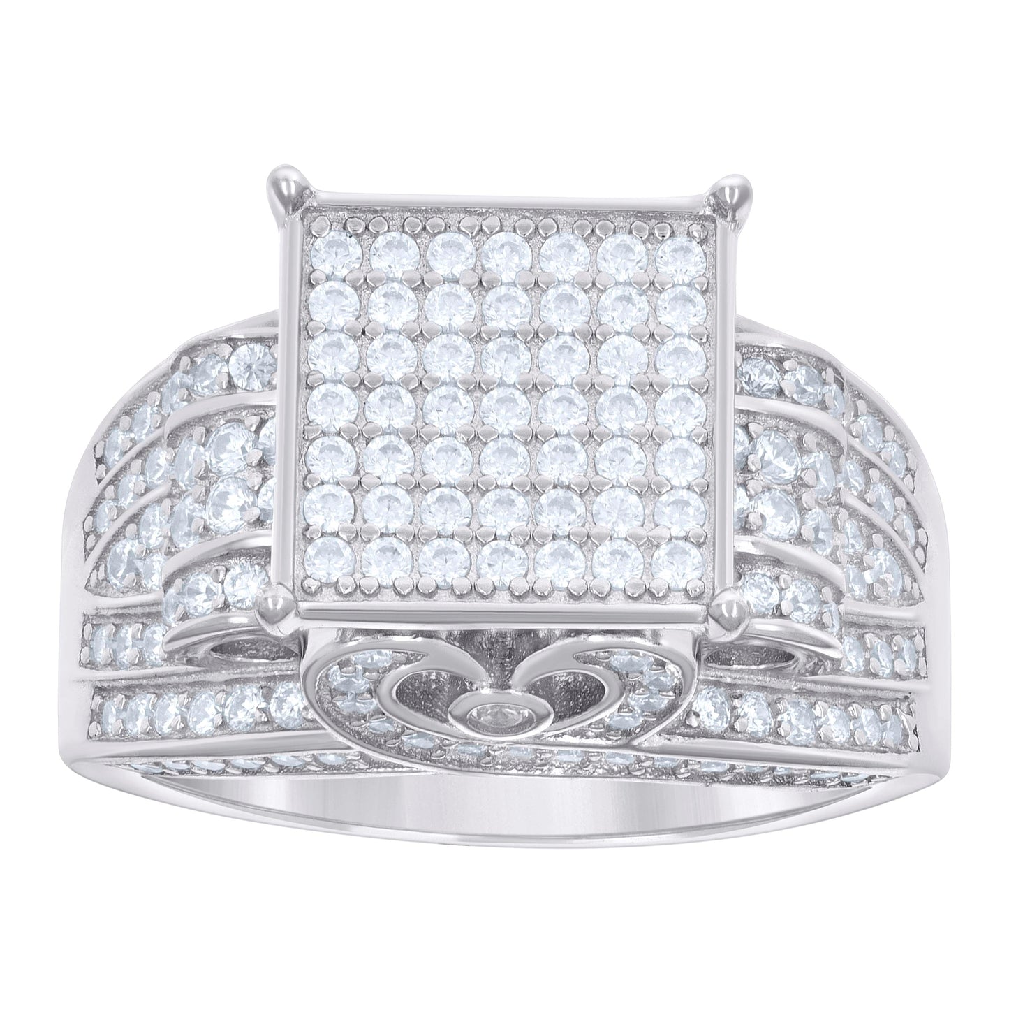 Sterling Silver Mens Moissanite Square Head Fashion Bridal Anniversary Wedding Engagement Band Ring
