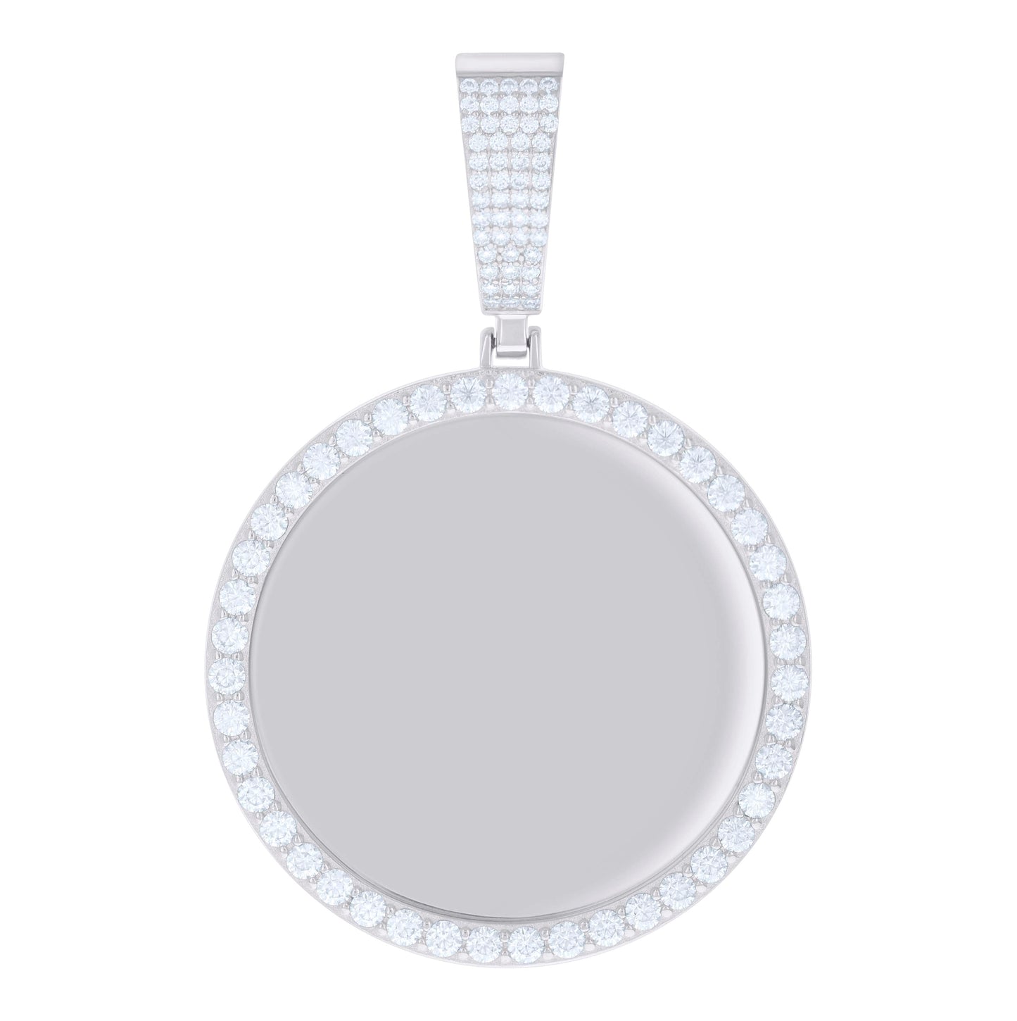 Sterling Silver Mens 3.04ct Moissanite Circle Picture Frame Pendant