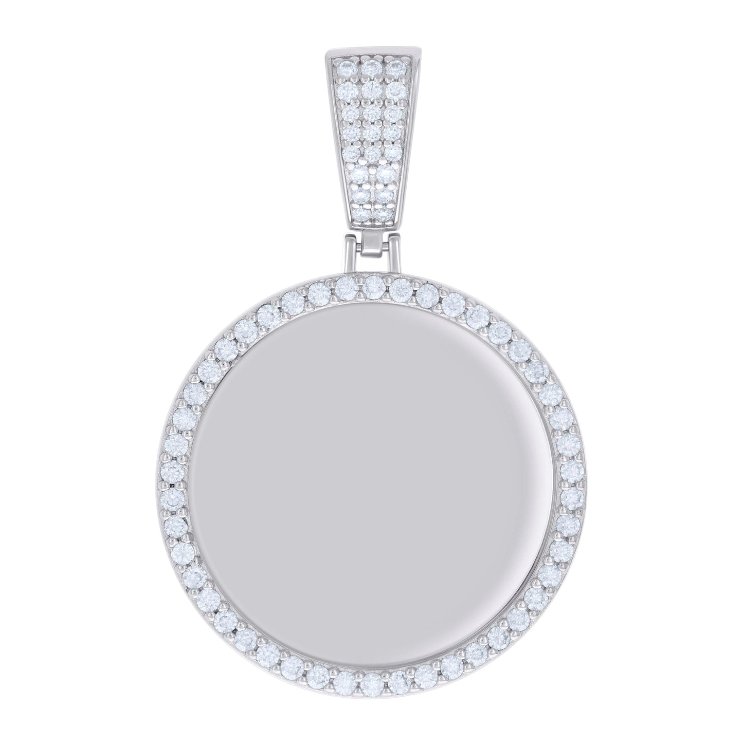 Sterling Silver Mens 1.20ct Moissanite Circle Picture Frame Pendant