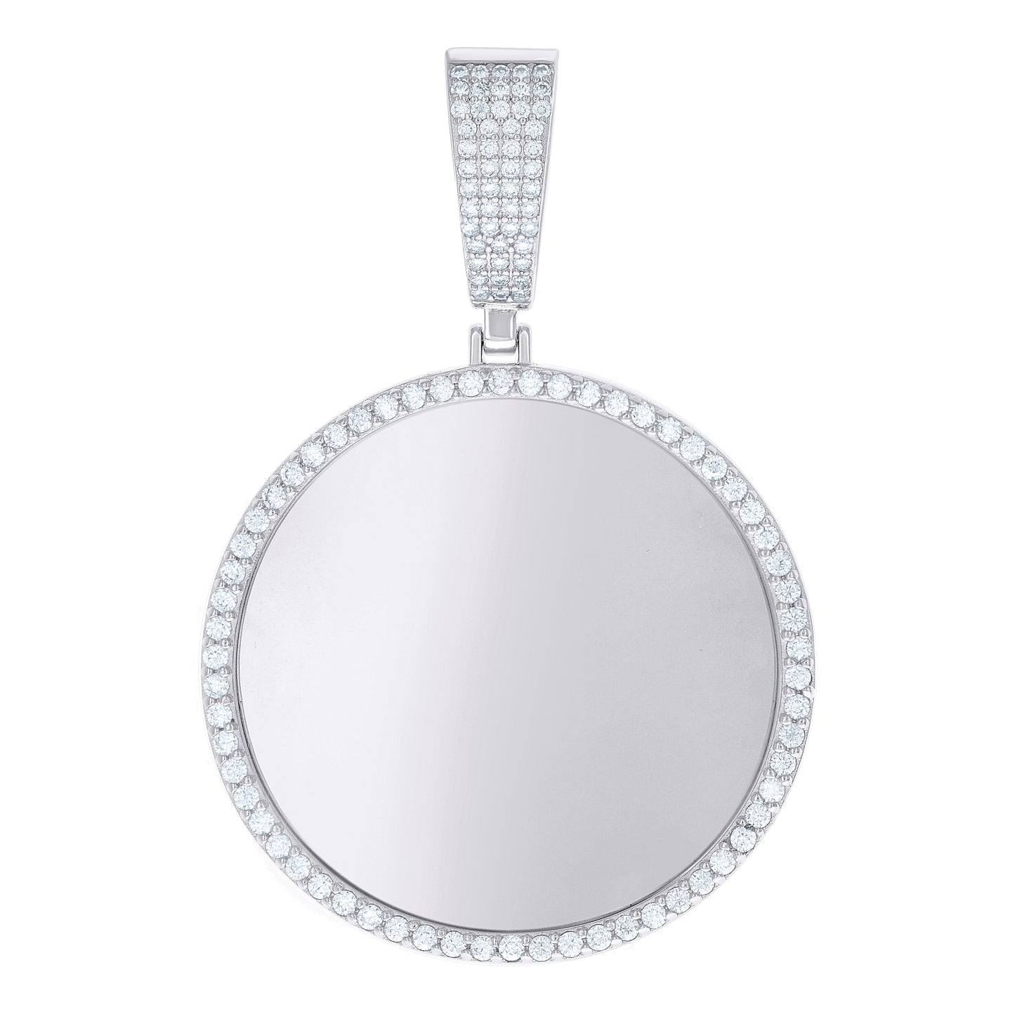 Sterling Silver Mens 1.55ct Moissanite Picture Frame Charm Pendant