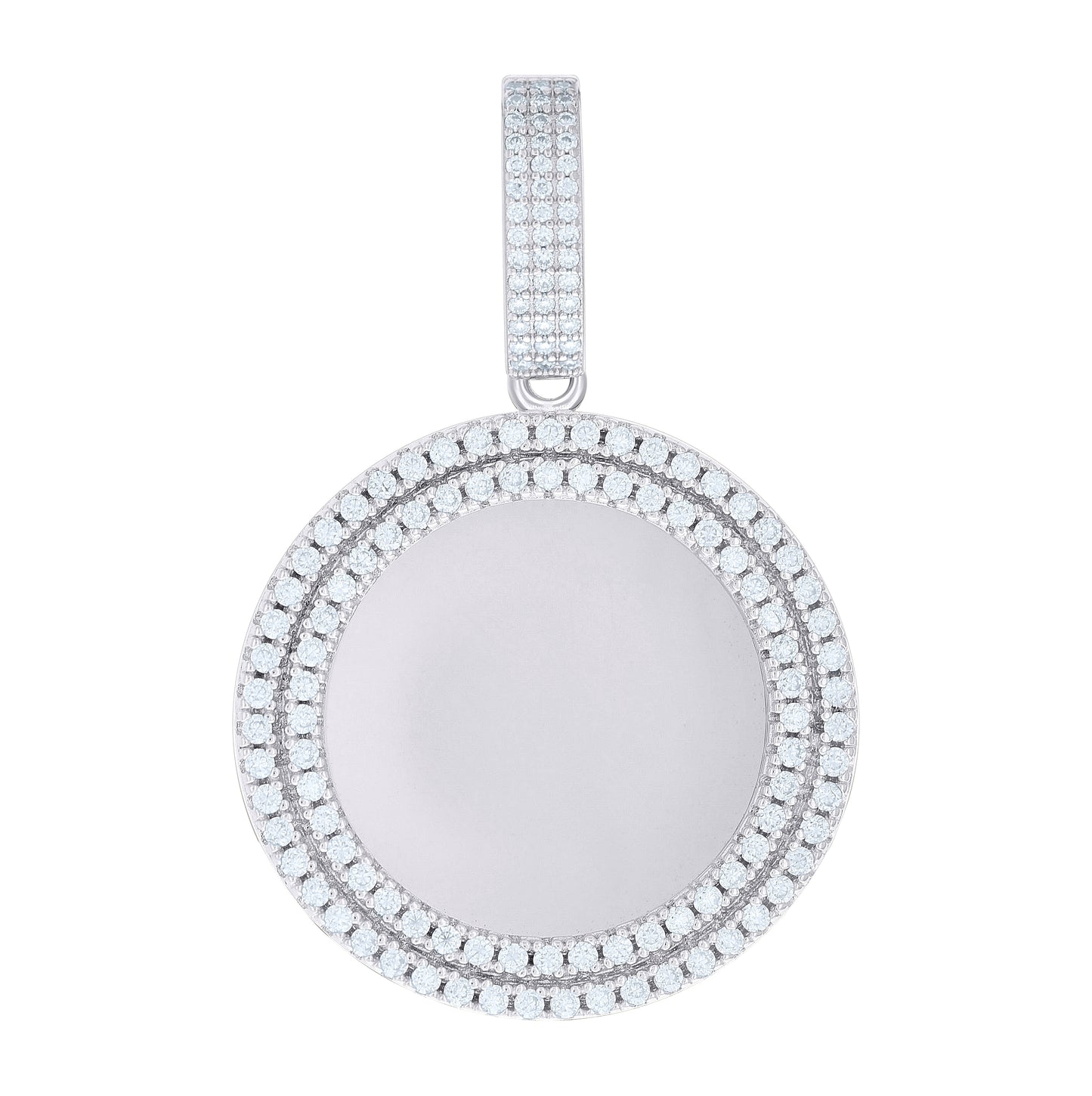 Sterling Silver Mens 1.72ct Moissanite Picture Frame Charm Pendant