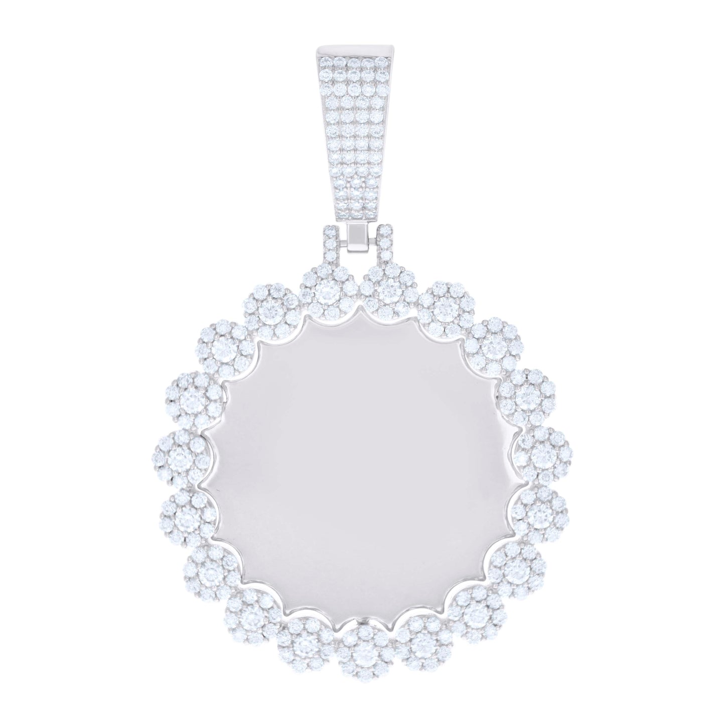 Sterling Silver Mens 3.67 Cttw Moissanite Circle Picture Frame Pendant