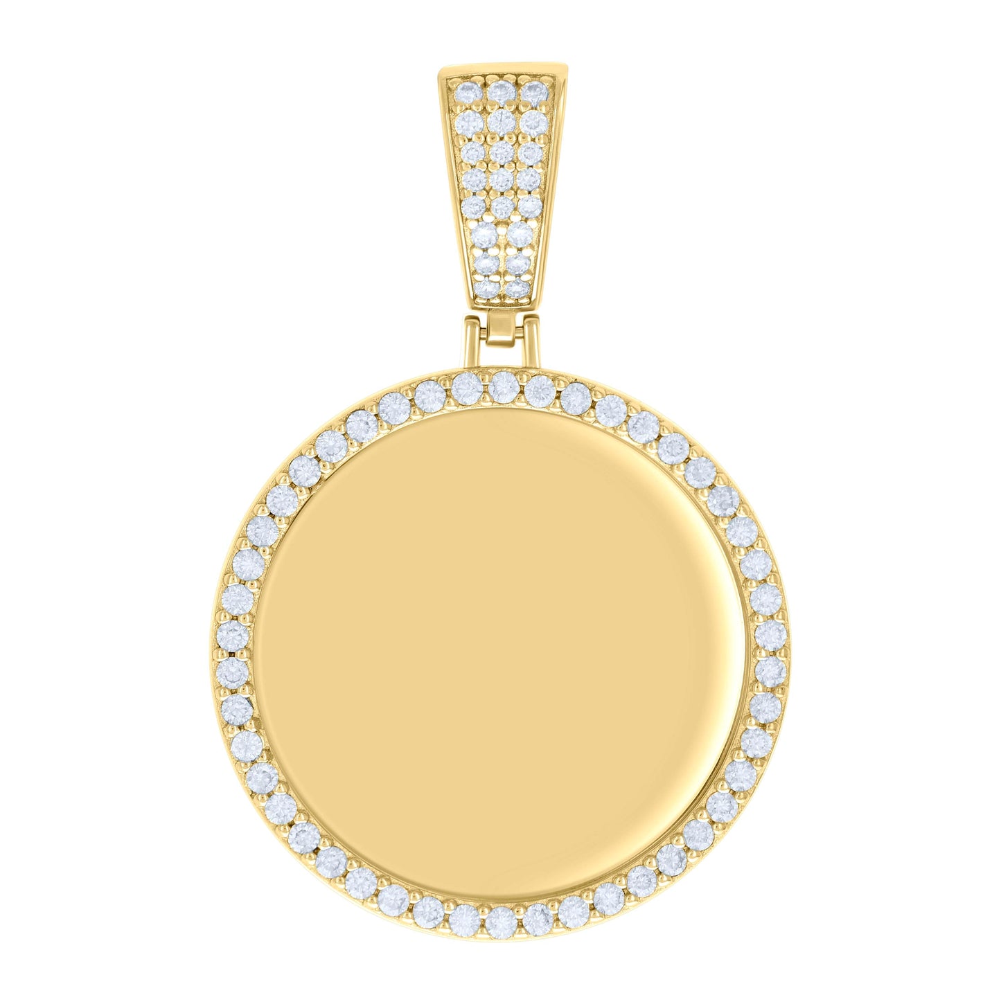 Sterling Silver Mens 1.20ct Moissanite Circle Picture Frame Pendant