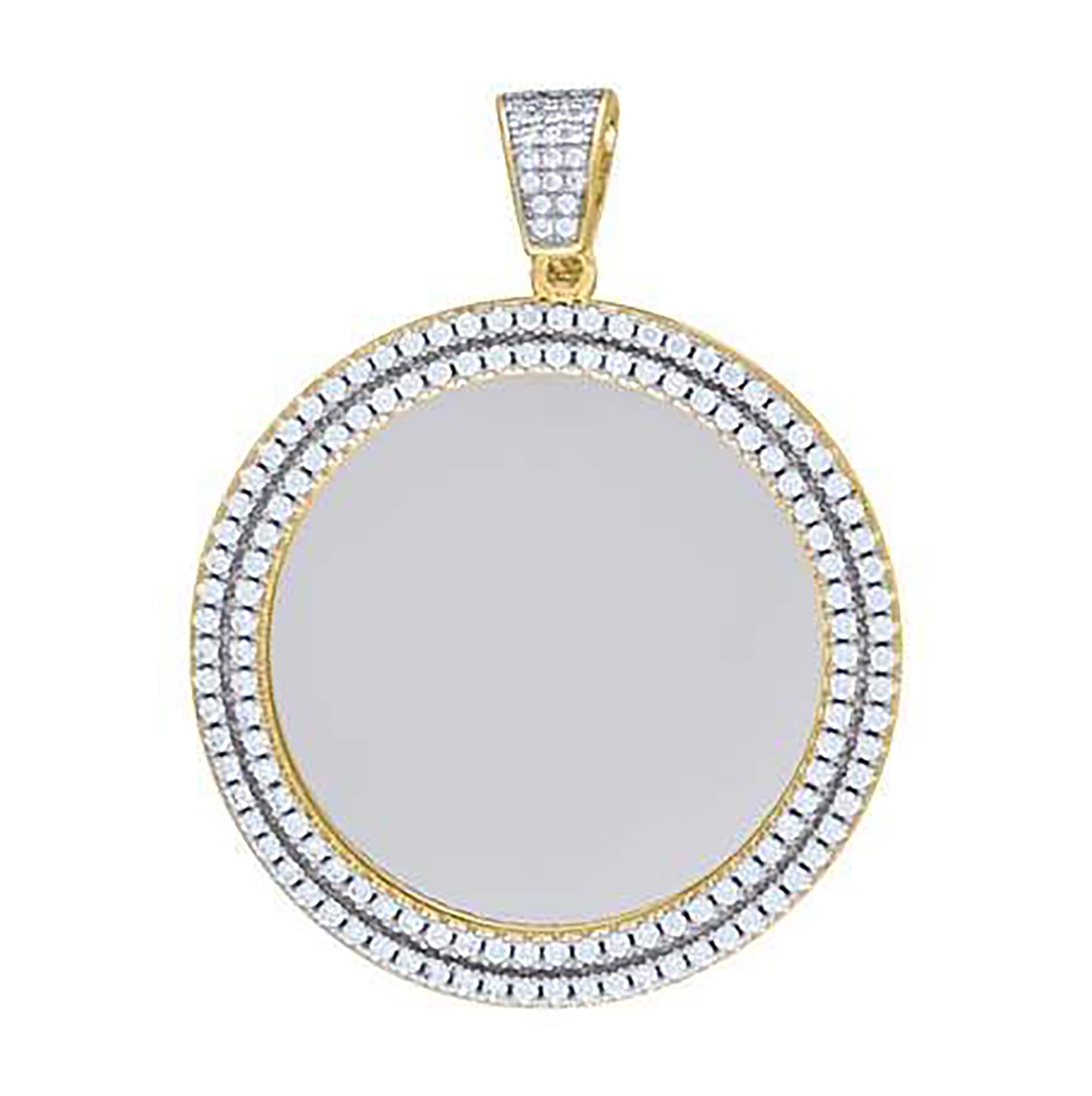Sterling Silver Unisex 2.45ct Moissanite Memory Circle Photo Frame Pendant