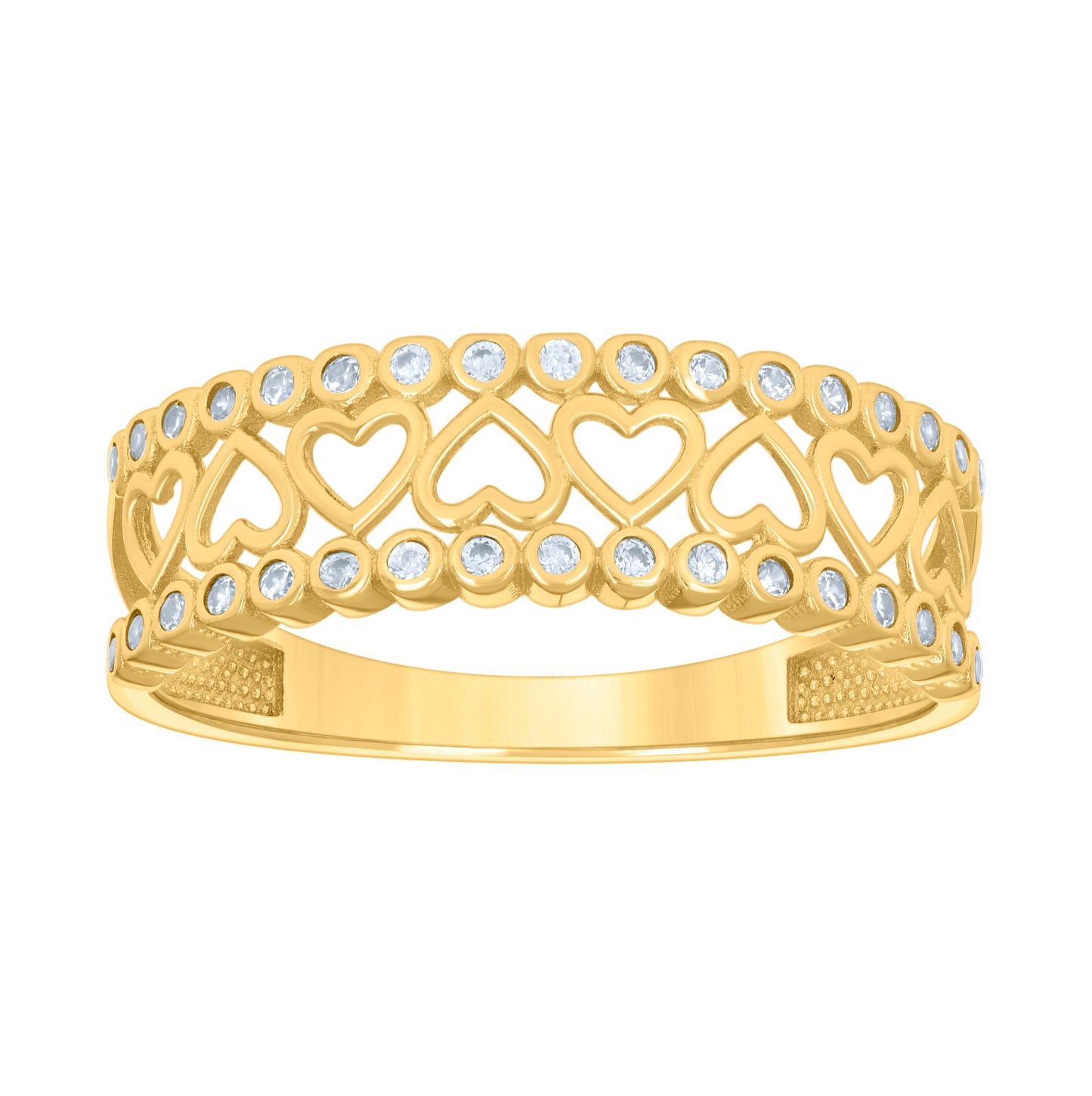 10K Yellow Gold Womens Cubic-Zirconia Multi Hearts Ring