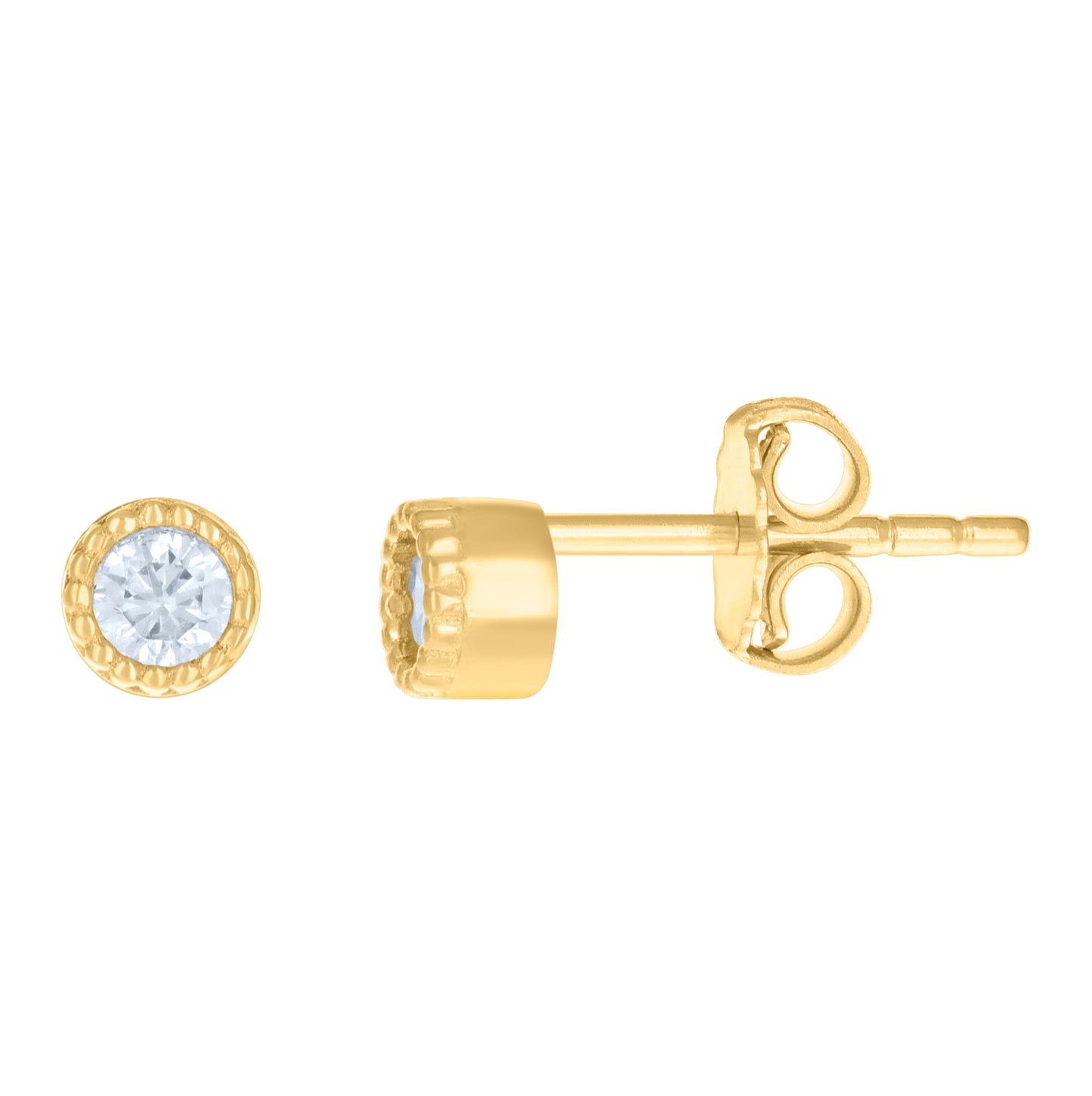 10K Yellow Gold Womens Cubic-Zirconia Fashion Stud Earrings