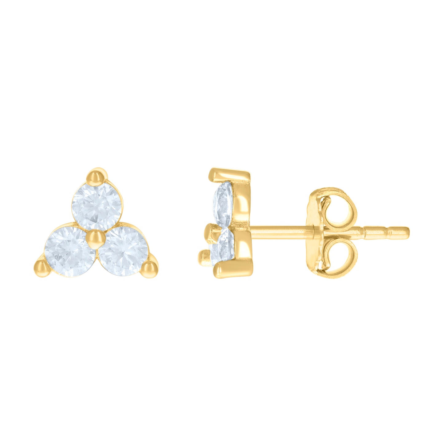 10K Yellow Gold Womens Cubic-Zirconia Trillion Fashion Stud Earrings