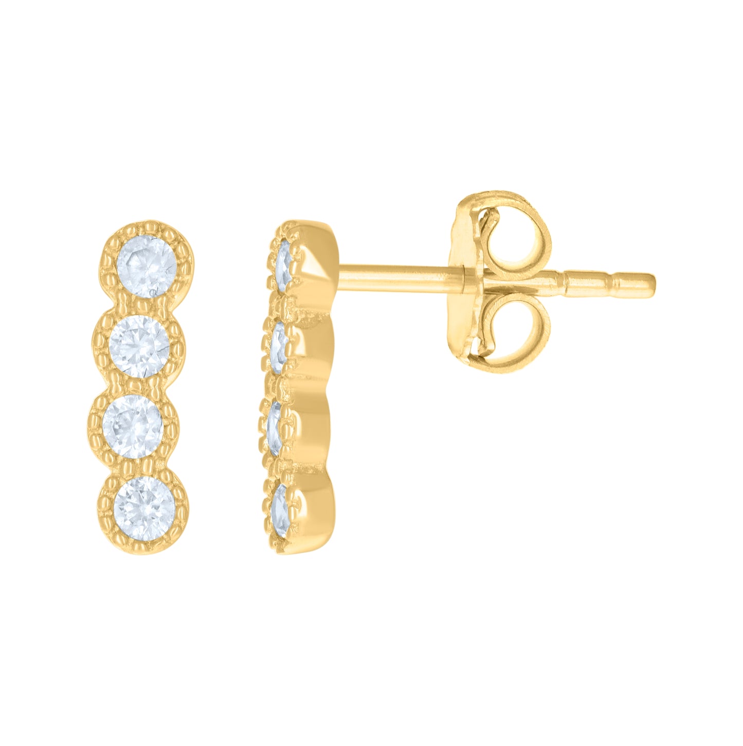 10K Yellow Gold Womens Cubic-Zirconia Fashion Stud Earrings