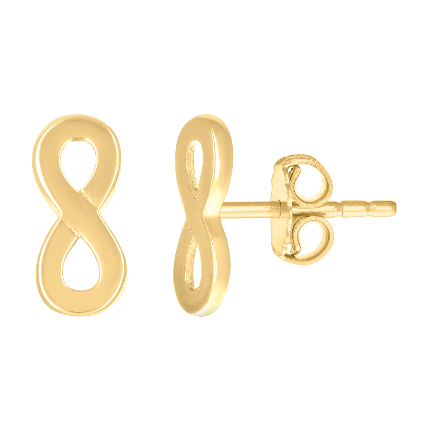 14K Yellow Gold Womens Infinity Love Stud Earrings