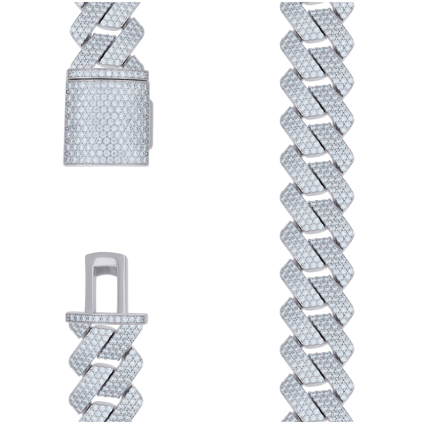 Sterling Silver Moissanite Miami Cuban Chain 20mm