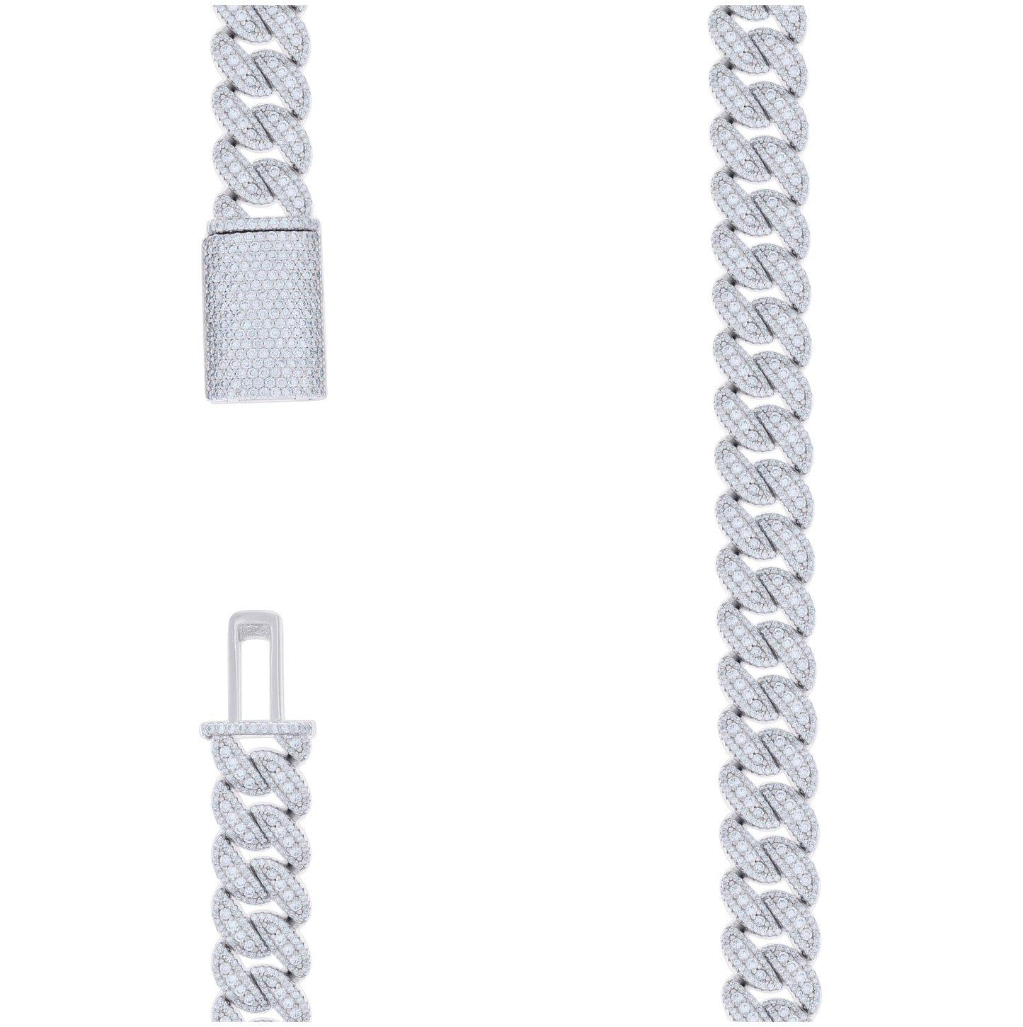 Sterling Silver Moissanite Miami Cuban Chain